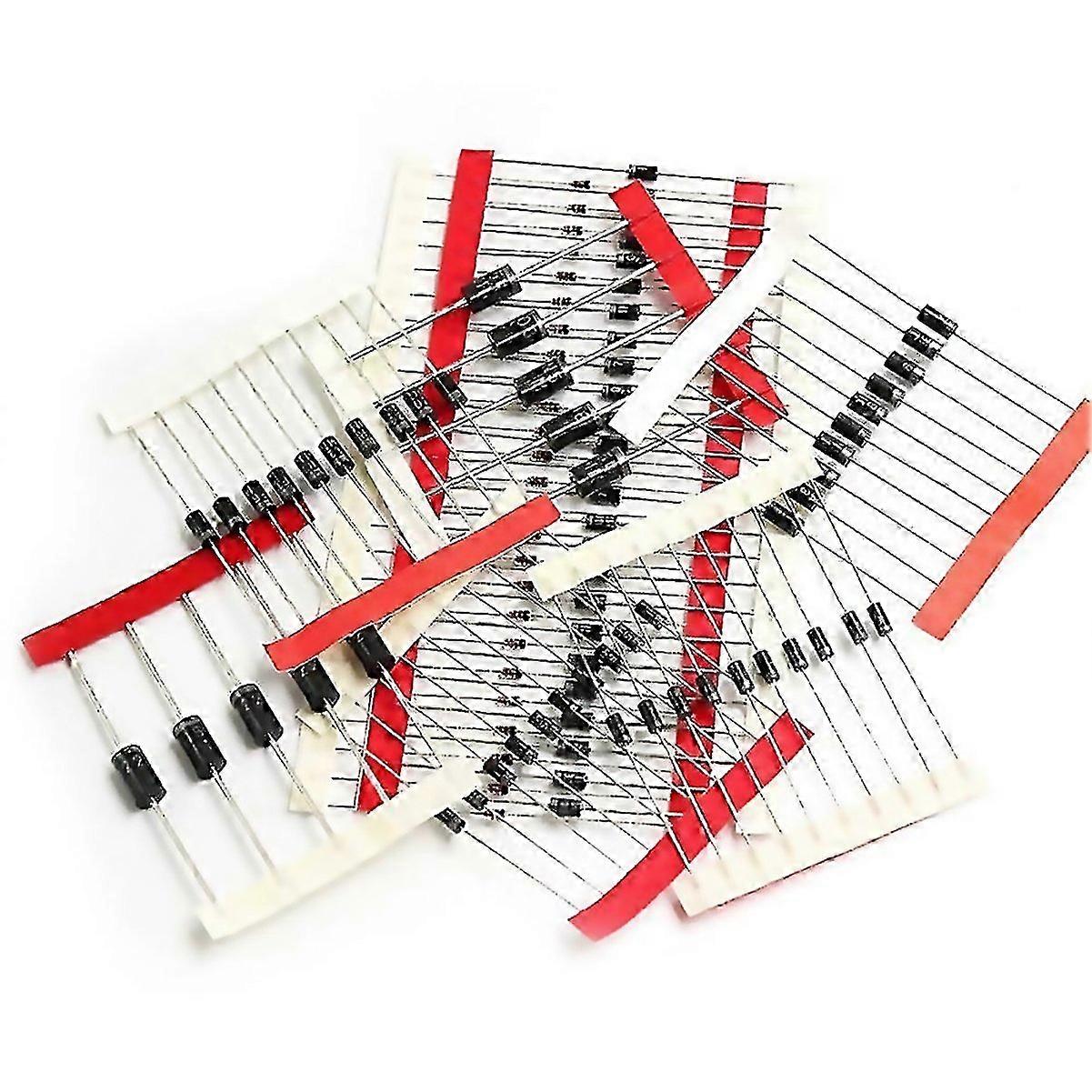 For 100pcs 1n4148 1n4007 1n5819 1n5399 1n5408 1n5822 Fr107 8 Values Diode Assortment