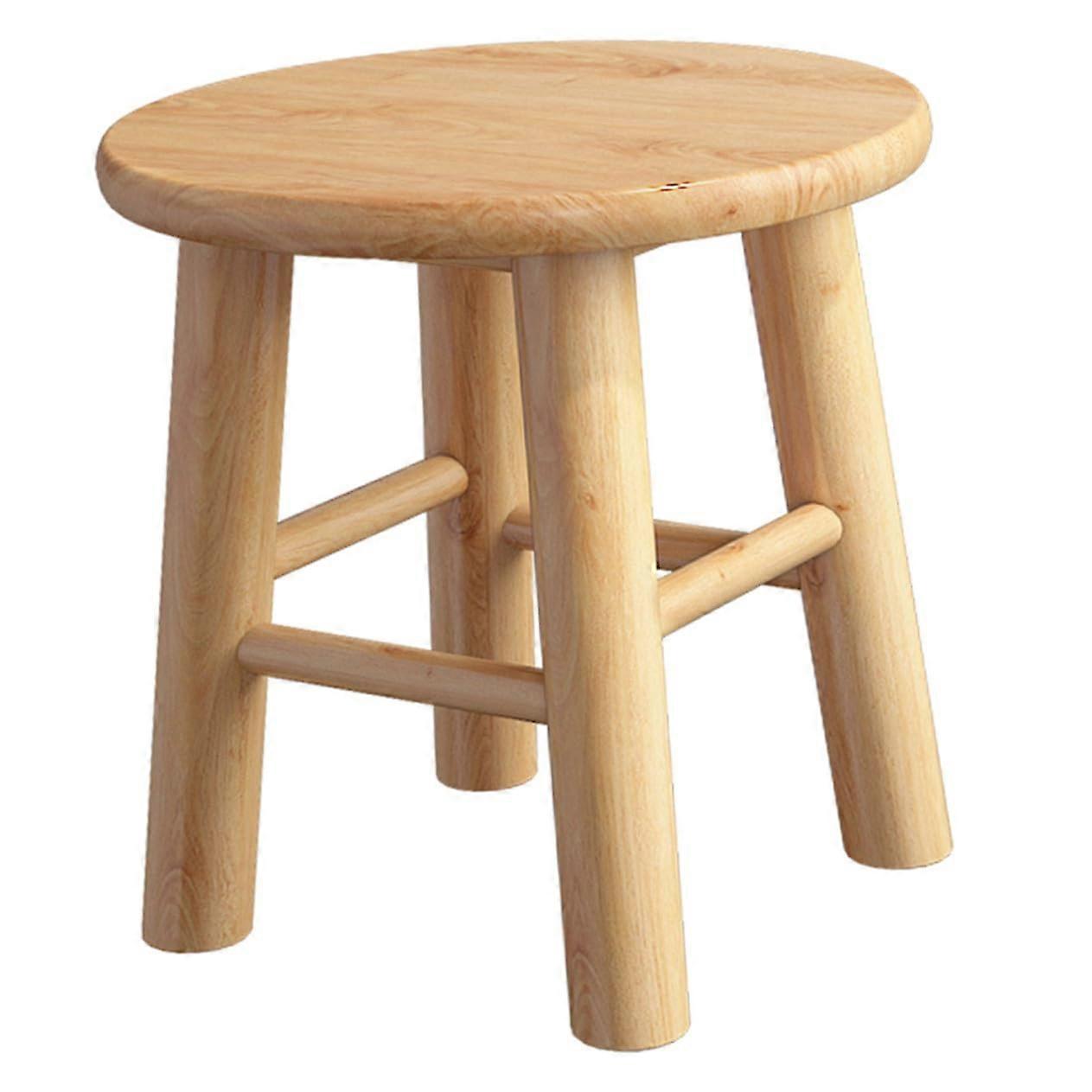 Low Wooden Stool For Shoe Changing And Bathroom Use, Solid Hardwood, Smooth Surface, Stable Lightweight Stool