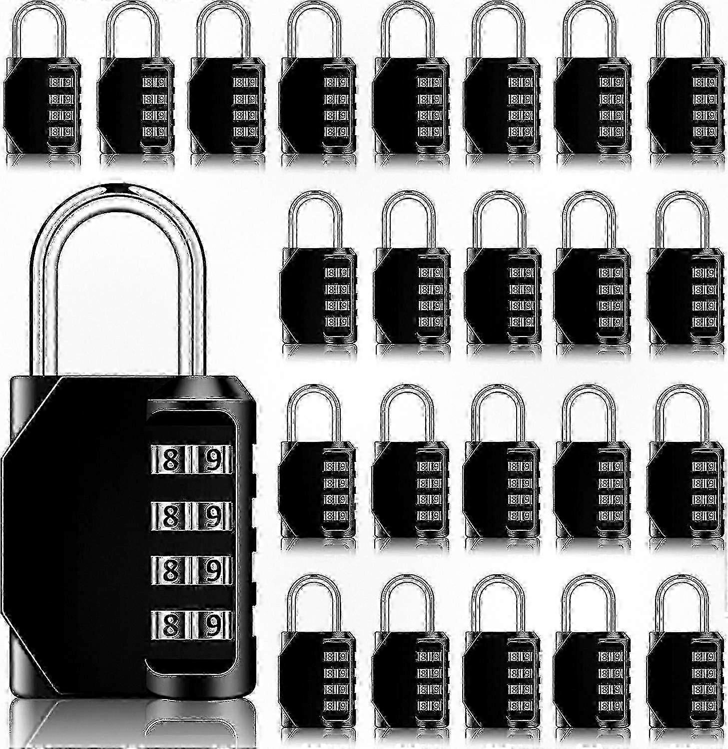 Lucchetto a combinazione a 4 cifre impermeabile per recinzioni, sport, cassette degli attrezzi e cancelli - 24 pezzi in nero
