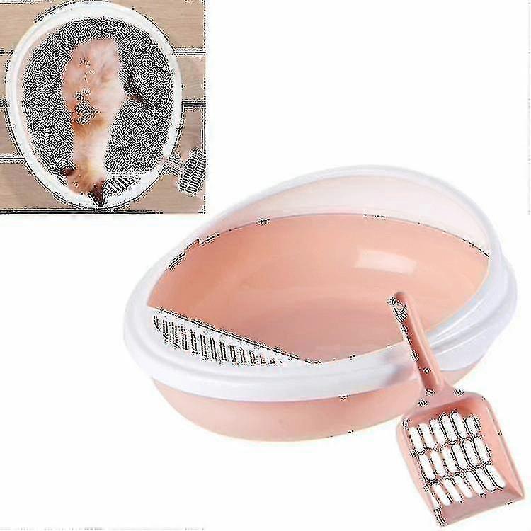 ペット用品半密閉型取り外し可能な防滴トイレ猫トイレ付き猫用トイレ(ピンク)