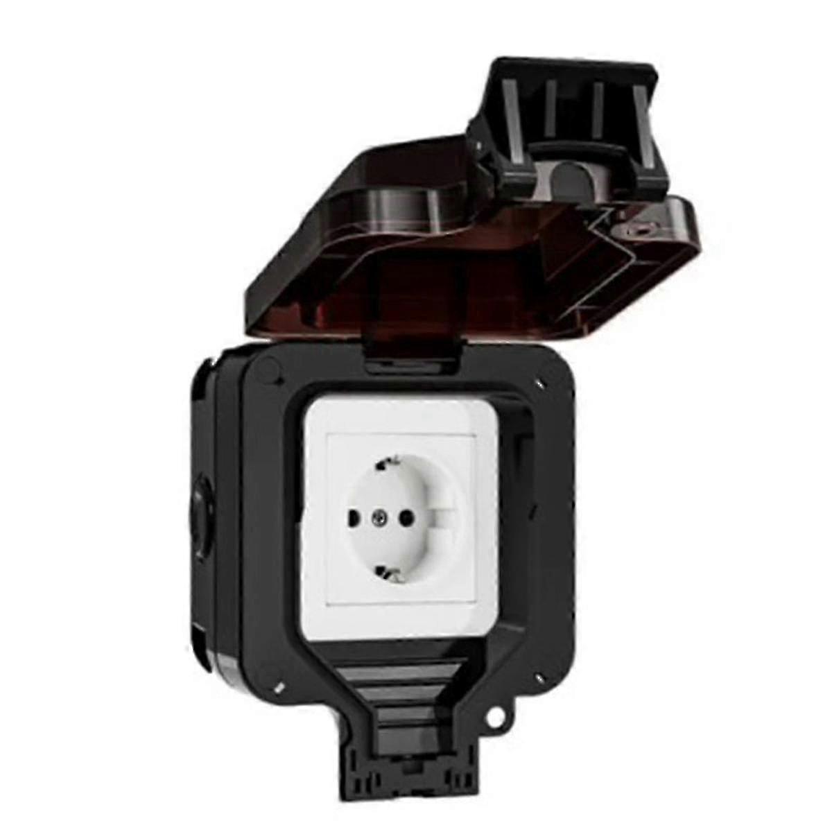 Ip66 Waterproof Socket 220v Black Wall Plug Power With Built-in Switch Electrical Eu Home Appliance f26