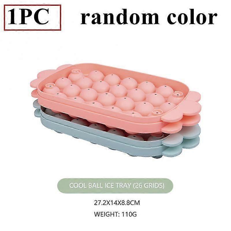 26 Grids Ice Tray Mold With Lid Round Plastic Silicone Whiskey Bar Spherical Diy Ice Cream Box Large Ice Box Kitchen Tool