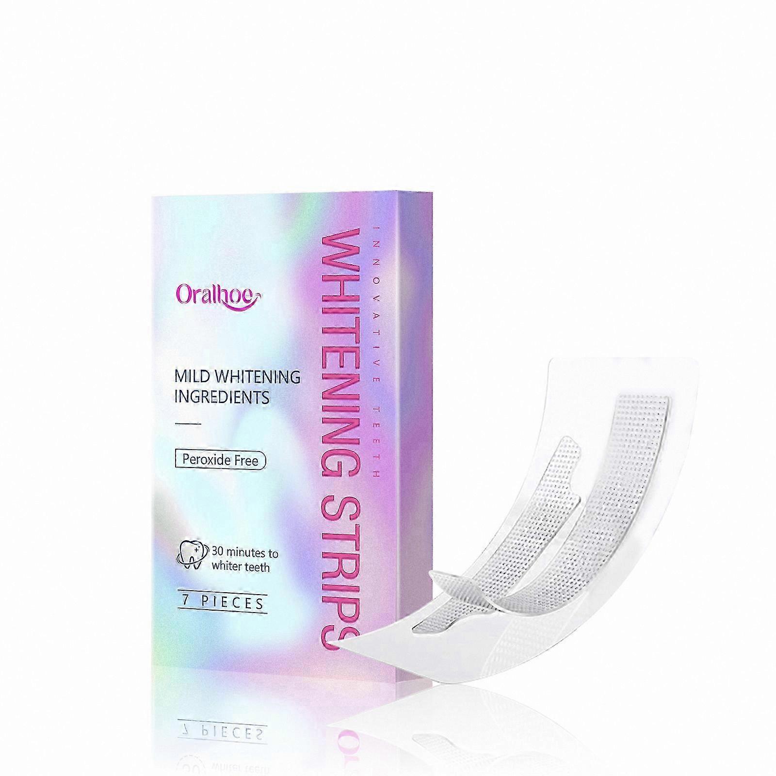 7Pcs Peroxide-Free Whitening Strips, Safe for Enamel, Instant Deep Stain Removal Solution