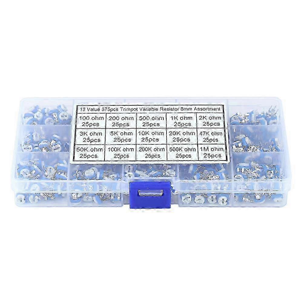 375Pcs 15 Values Variable Resistor Assortment Kit with Box