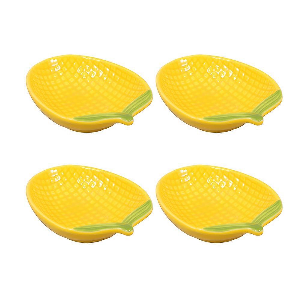 Small Ceramic Corn Shaped Bowls for Sauce Dipping 4Pcs Set