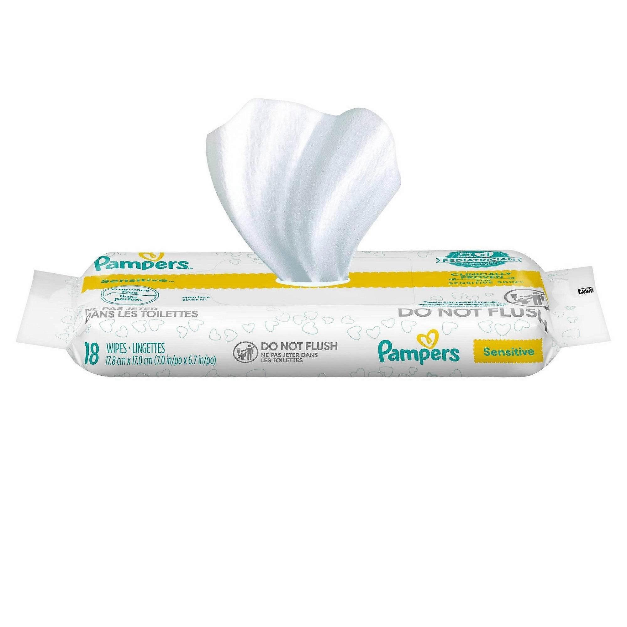 Pampers Sensitive Baby Wipes, Travel Size, 56 Ea