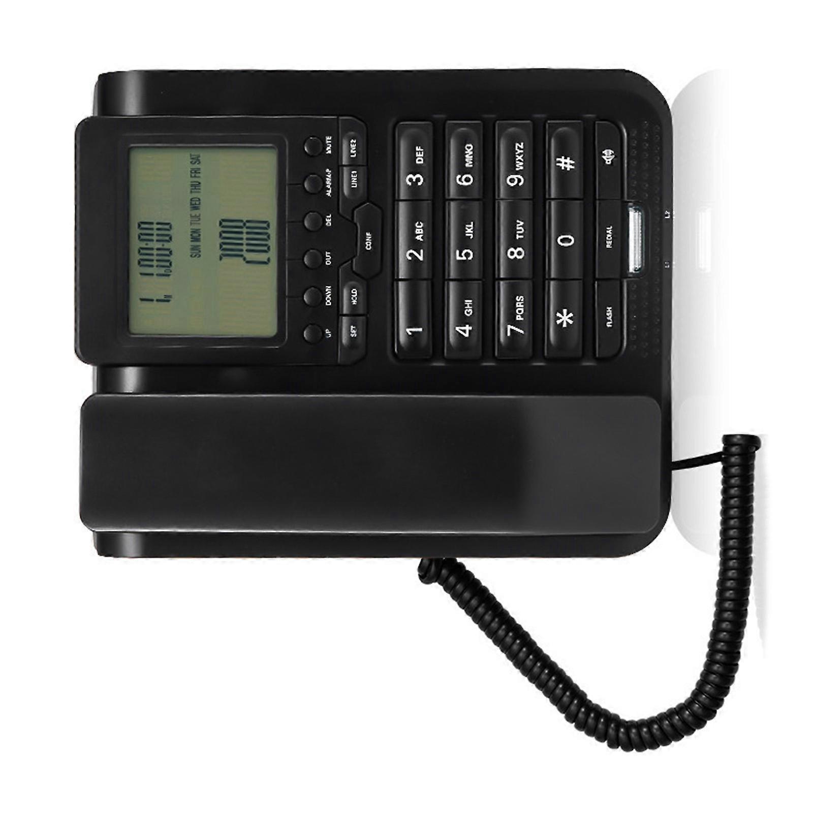 Corded Desk Telephone Featuring Volumes Setting Backlits Screen and AntiSlip Button for Daily Communication Multicolor