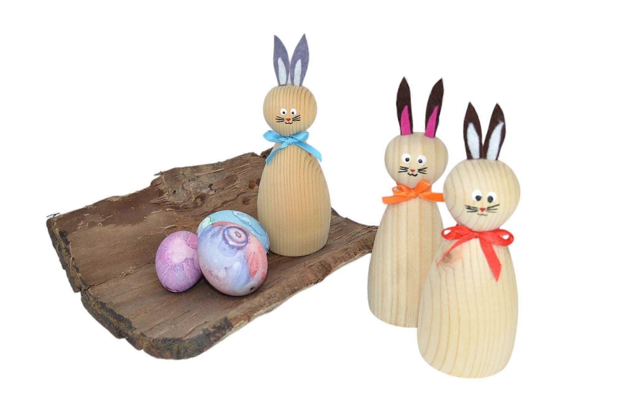 Drewniany Zajączek Wielkanocny Ręcznie Malowany Twarz ok. 15 cm