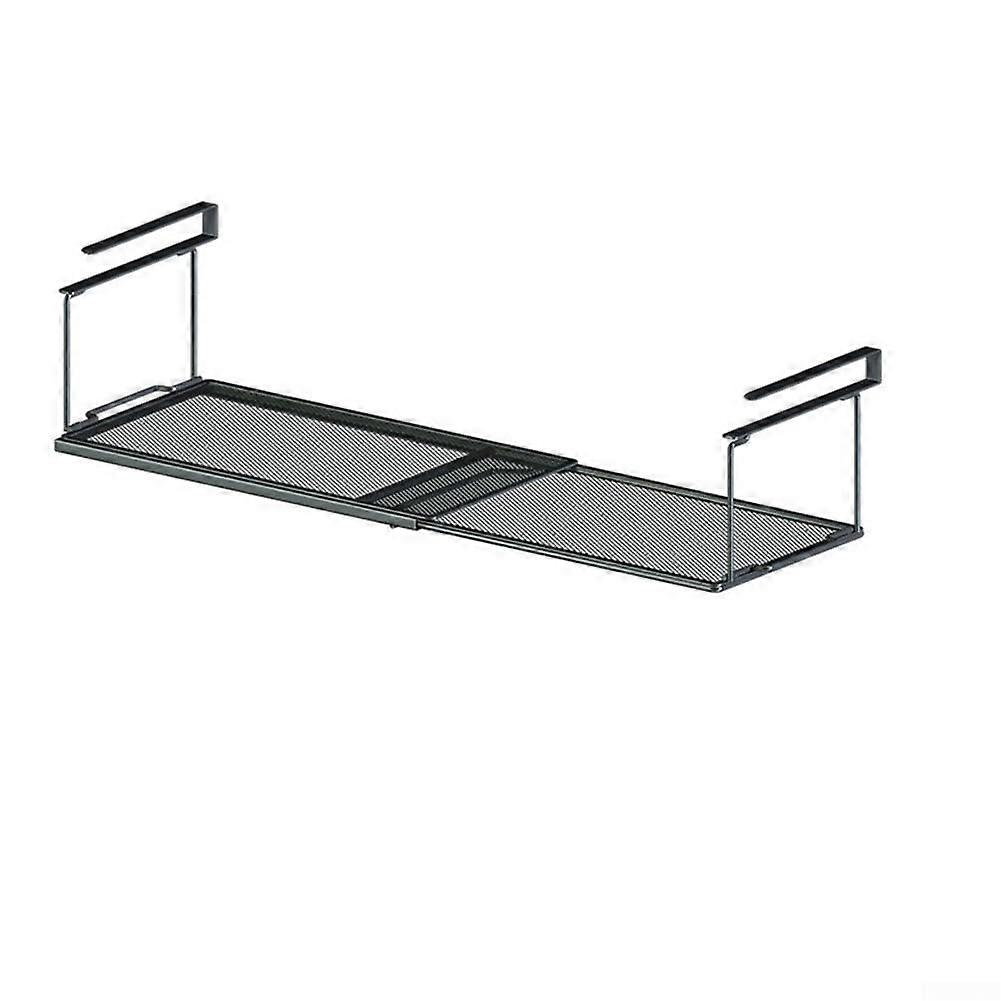 Extendable Under Shelf Storage Basket with Adjustable Width for Pantry, Cabinet, Laundry, and Shoe Rack – Heavy Duty Carbon Steel (Black)