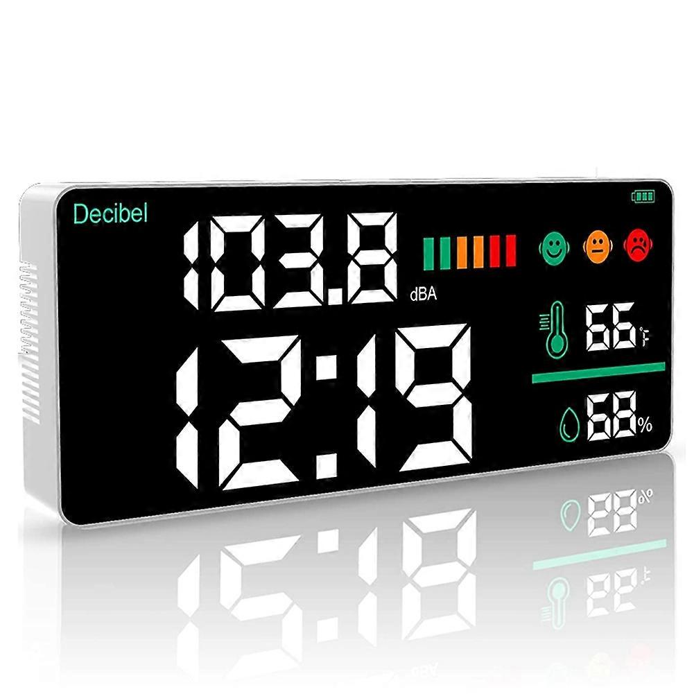 4-in-1 Digital Decibel Meter Wall Hanging Sound Level Noise Meter 30-130dB Range 11 Inch Large LED Display