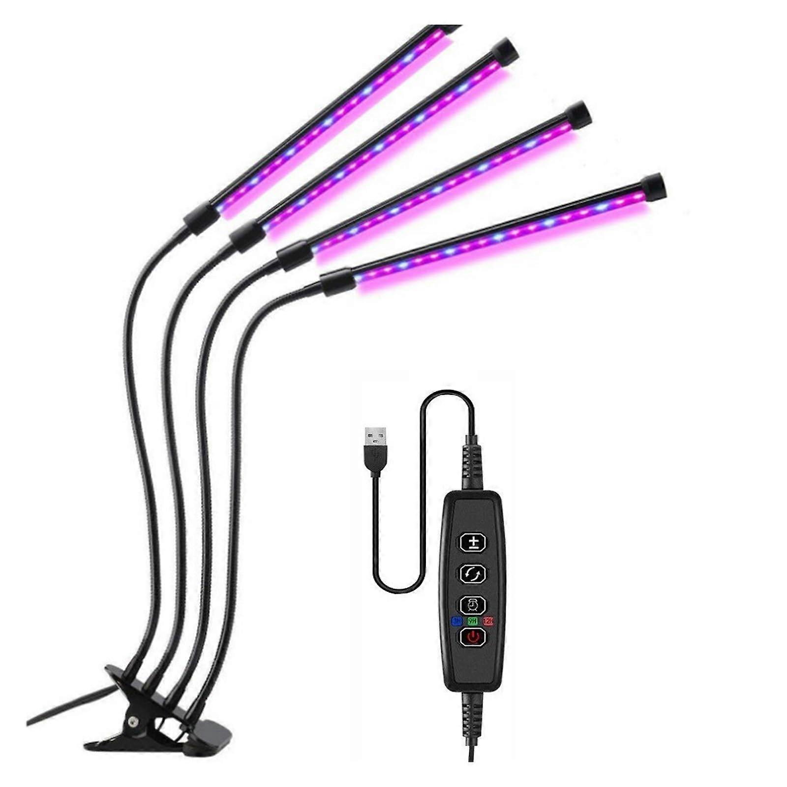 Plant Growth Light, Single Unit, 3/9/12H Timer, 3 Lamp Modes, Adjustable Brightness, Indoor LED Grow Light