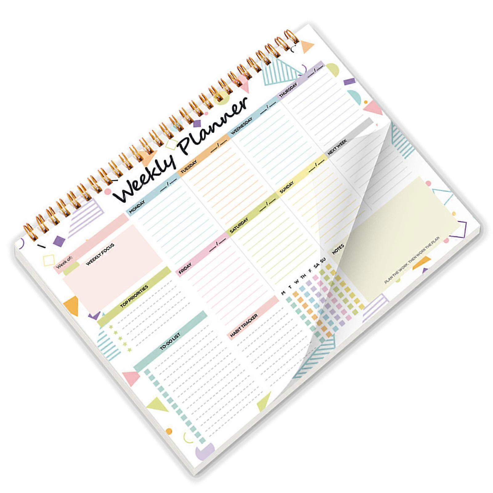Twin Coil Binding Planner Notebook Academic Planner 52 Week Journal Notebook for Weekly Plans Schedules and Task Multicolor