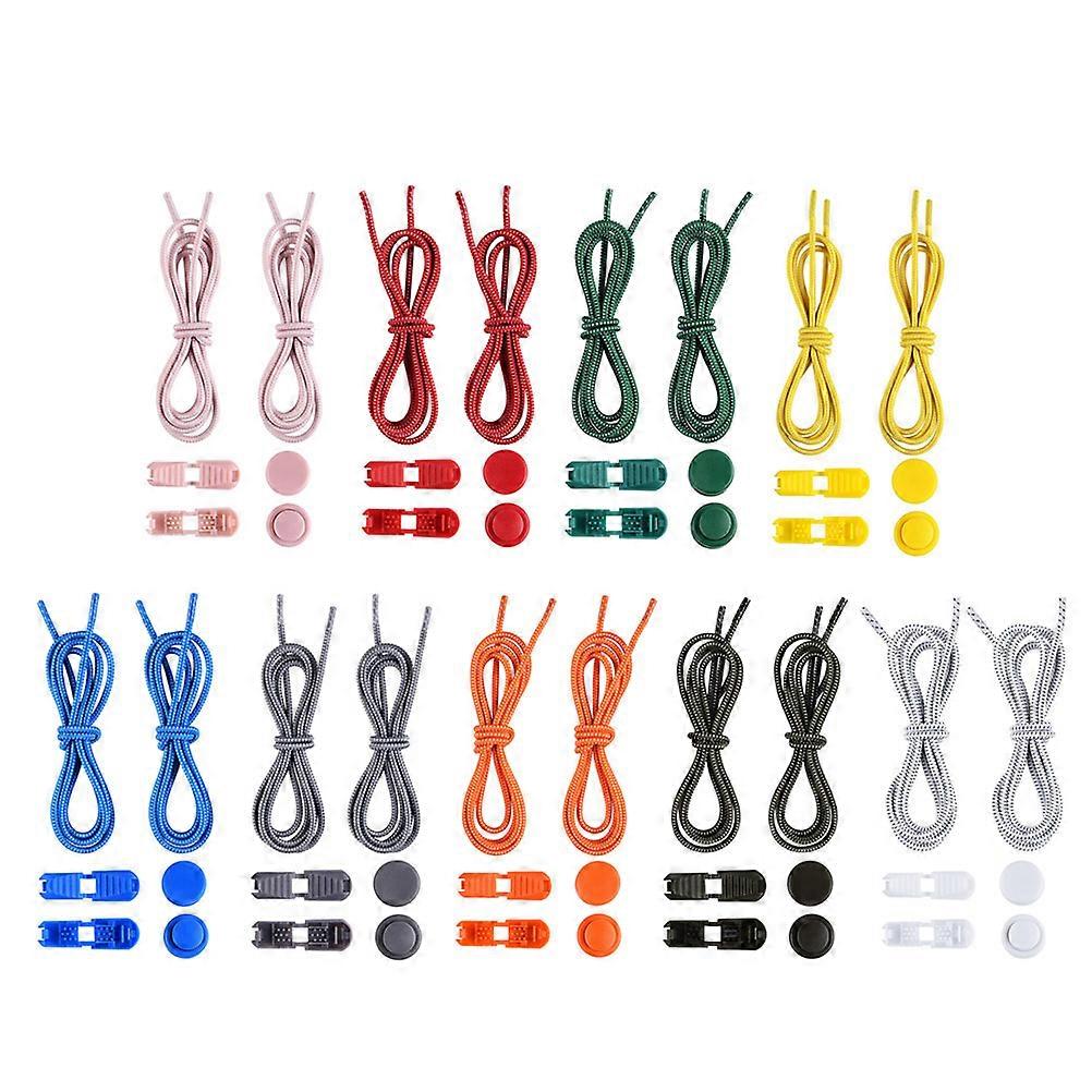 9 Pairs Elastic Shoe Laces Adjustable Tieless Shoelaces Fast Tie Shoelaces Practical Shoe Laces Strings with Lock for Sneakers Boots (Red, Orange, Yel
