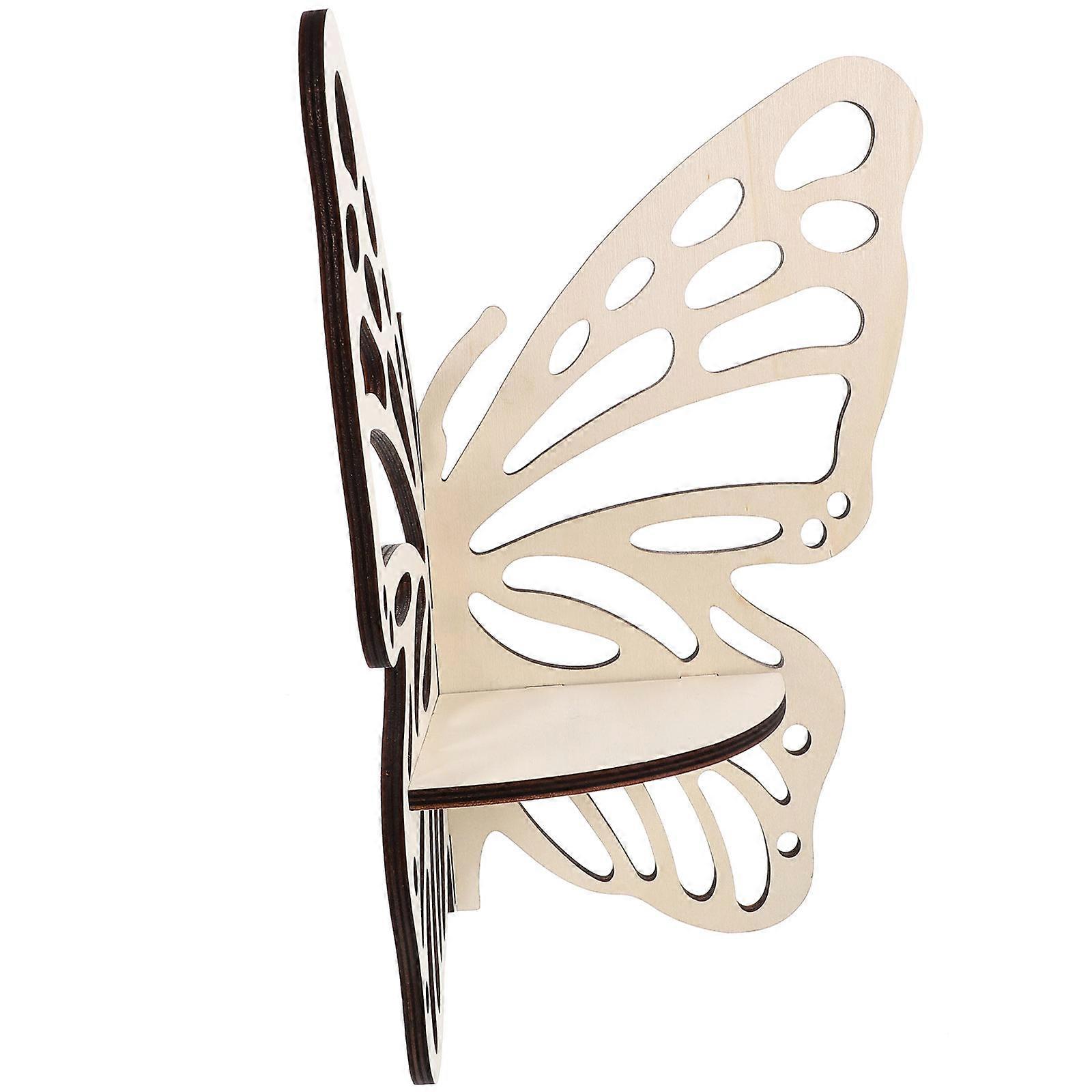Butterfly Corner Shelf Brown for Storage Wood Hanging Wall Shelf
