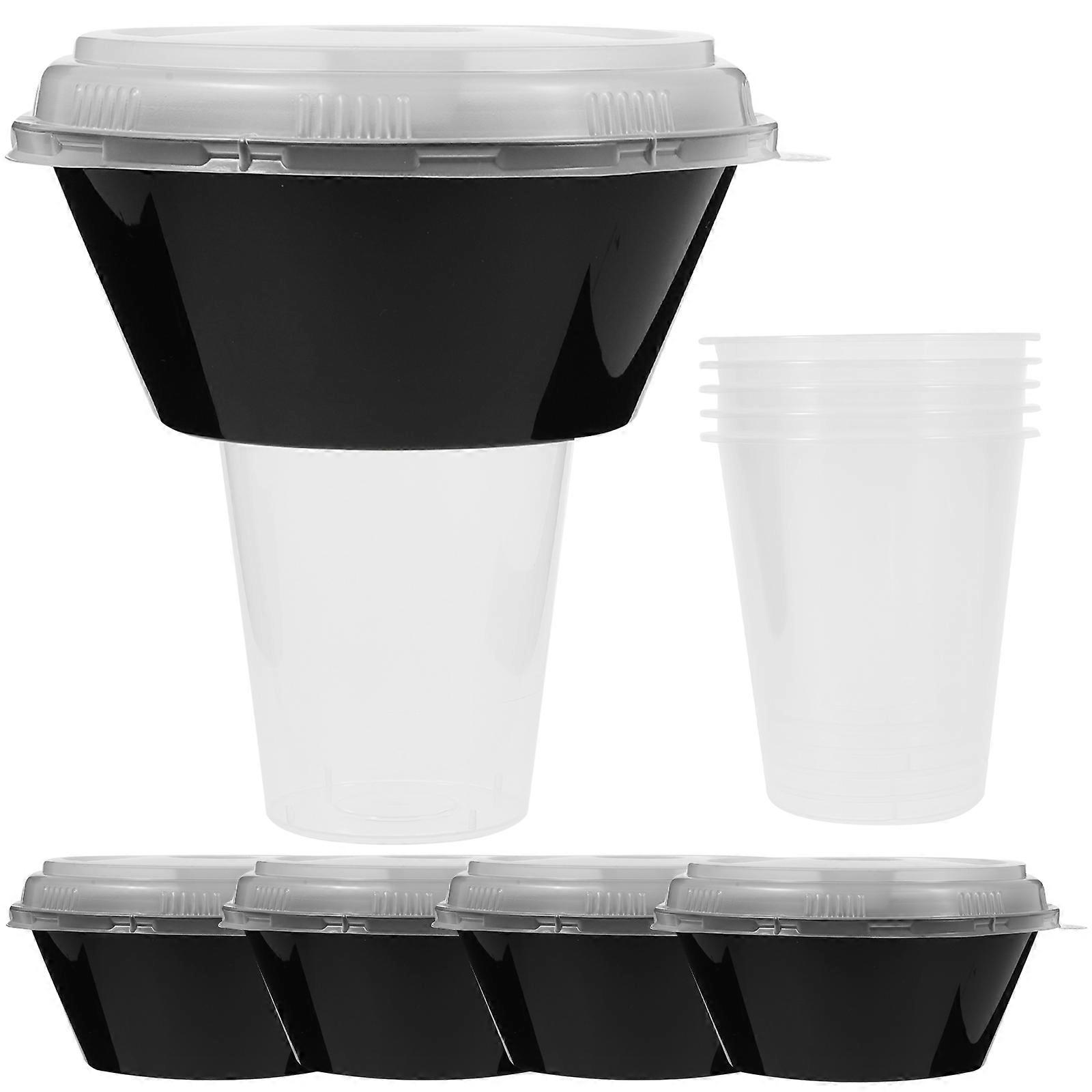 Snack Bowls 10 Sets Combined Beverage Cups Portable Daily Use Easy to Clean Large Capacity Black