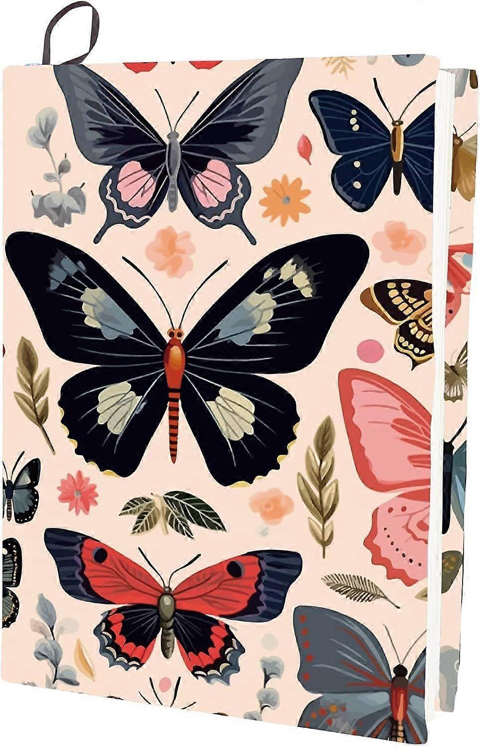 Pinkish Butterfly Fabric Book Cover Suitable 7x10 Inch Books Paperback Book Protector Sleeve Nylon Polyester Stretchable Reusable Washable for Softcov