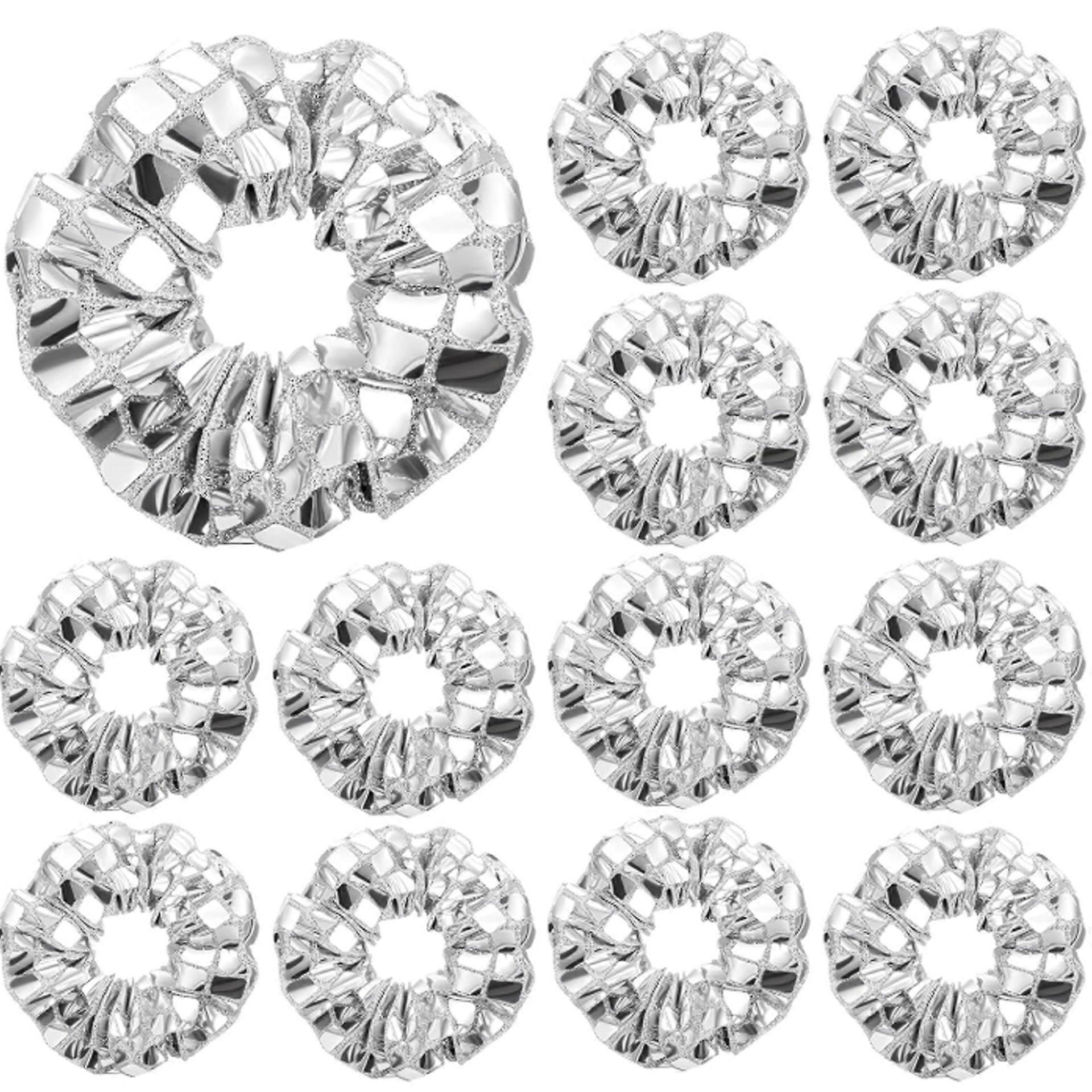 Silver square sequin scrunchie, a luxurious scrunchie hair accessory for women, high elasticity.