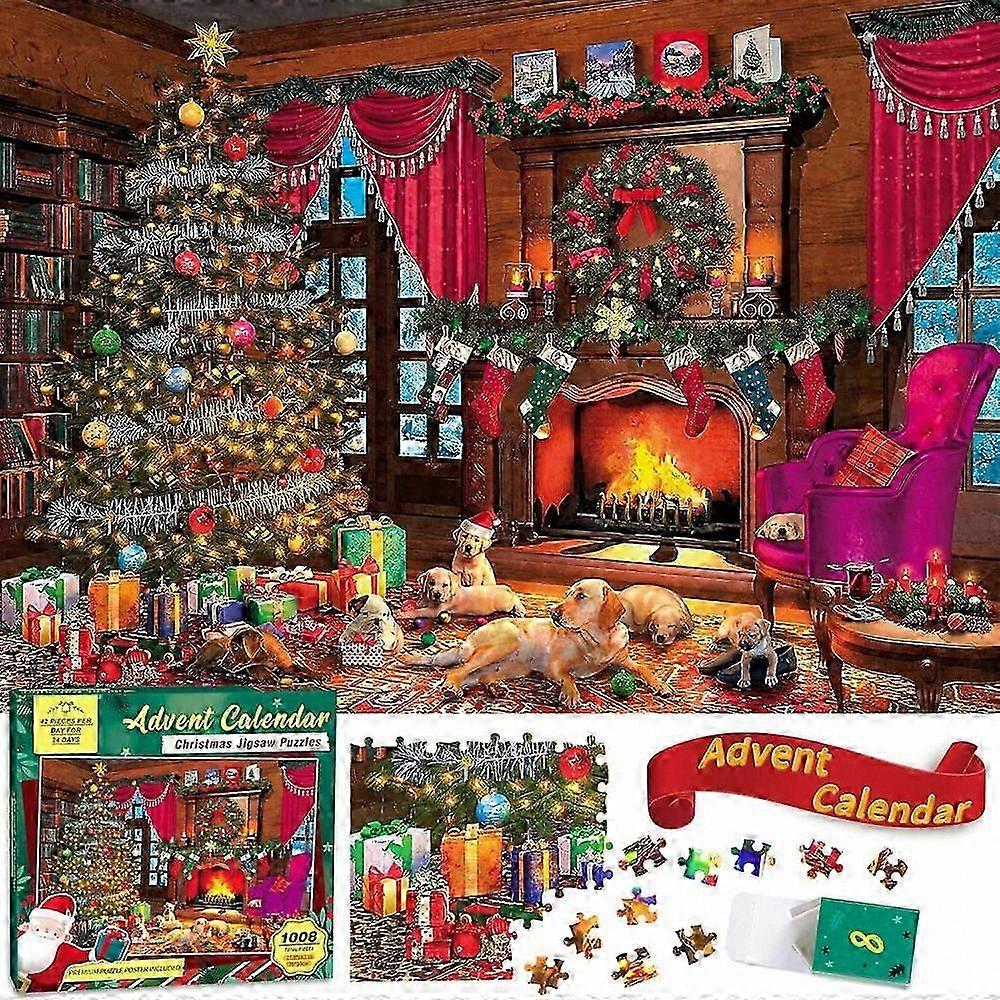 2025 Christmas Countdown Calendar with 1008-Piece Jigsaw Puzzle for All Ages