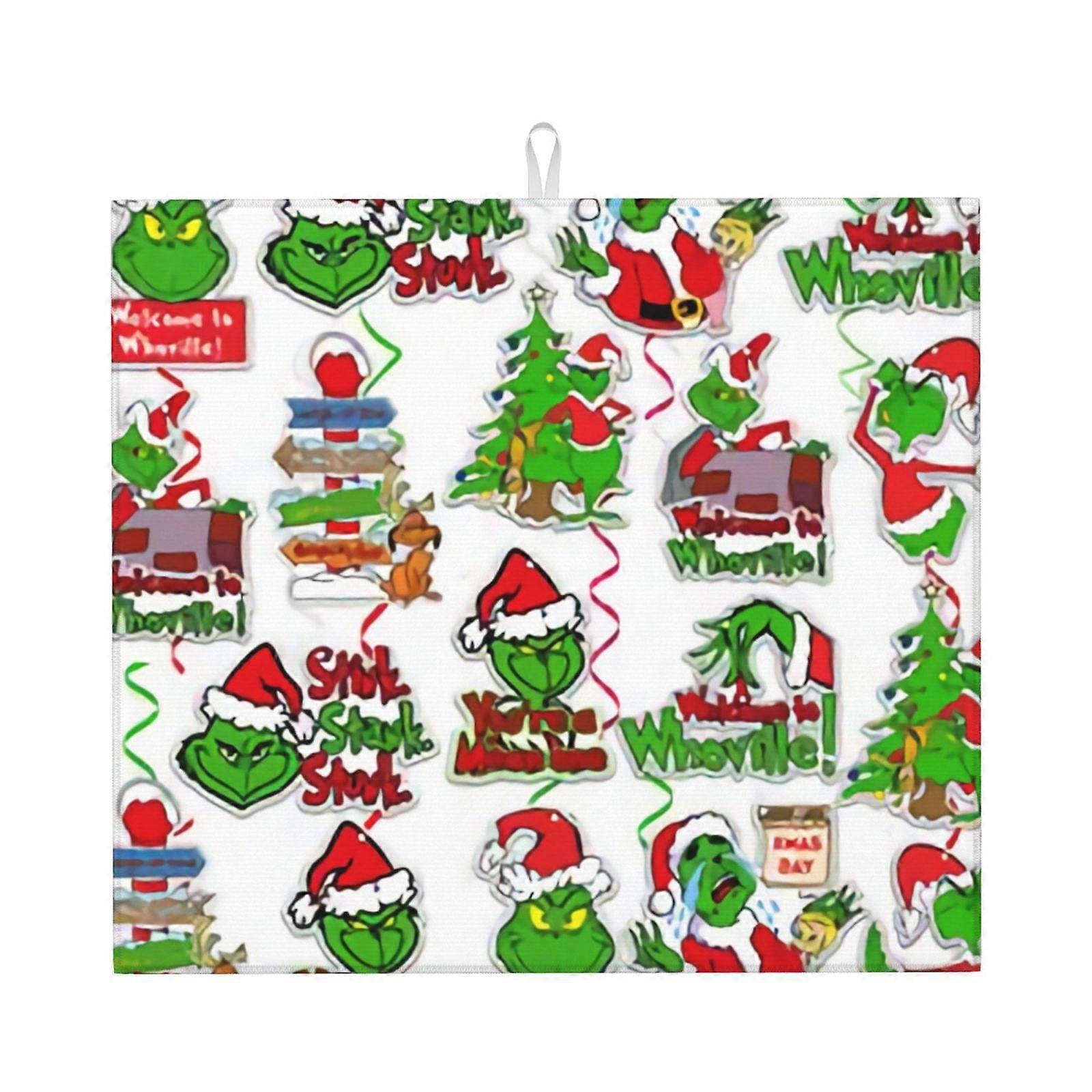 The Grin-Ch Dish Drying Mat For Kitchen Counter, Microfiber Dish Mat, Fast Absorbent Draining Pad