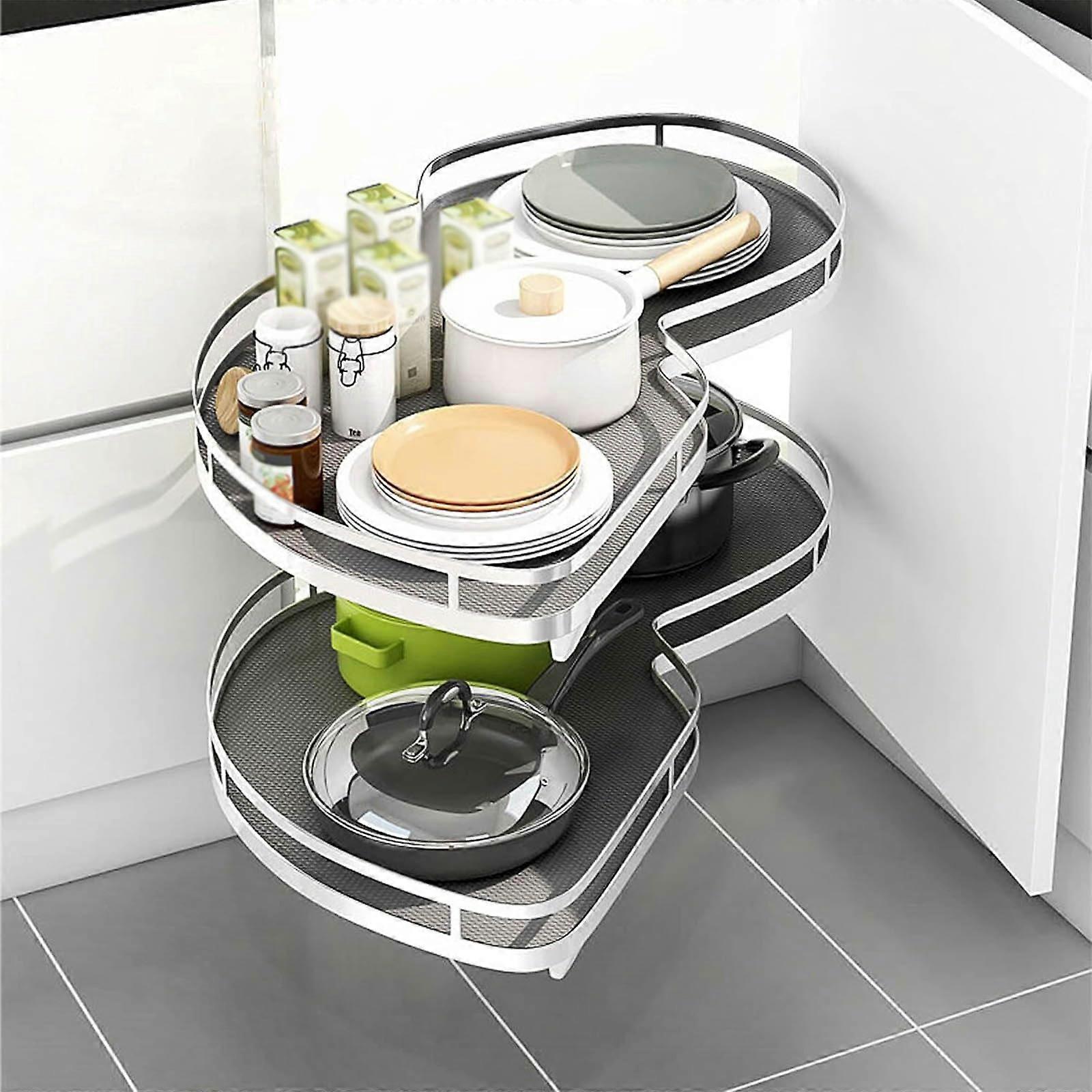 Kitchen Corner Cabinet Organizer with 2 Tier Pull Out Swing Trays, Adjustable Height, Left Door