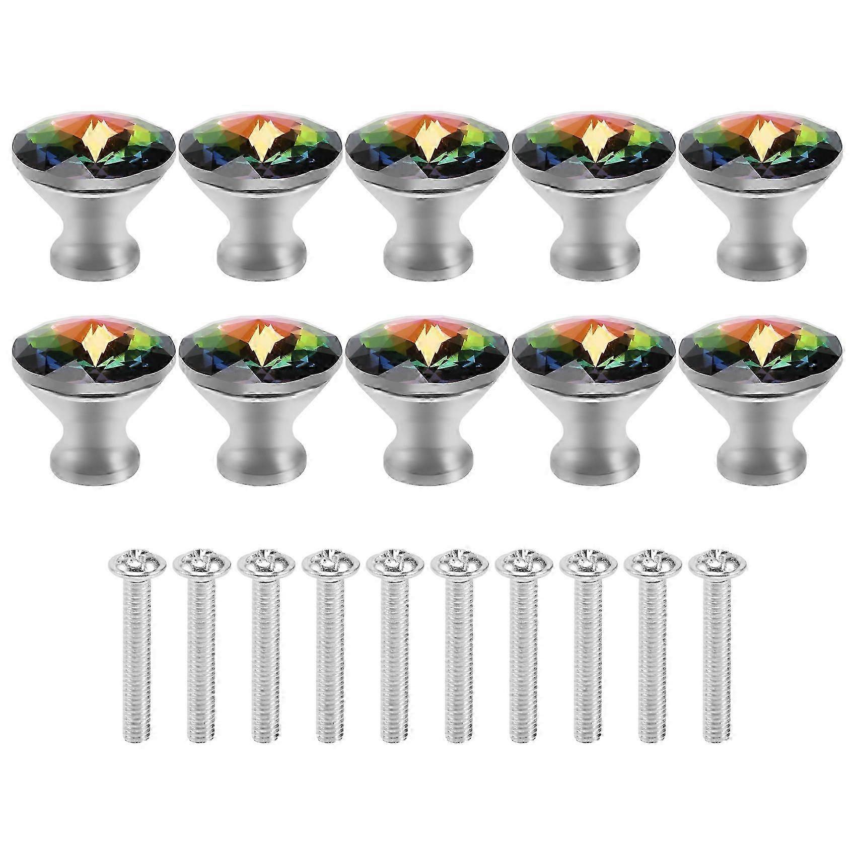 10PCS 30MM Colorful Crystal Knobs Glass Cabinet Knobs Drawer Pulls Handle for Home Cabinet Drawer an