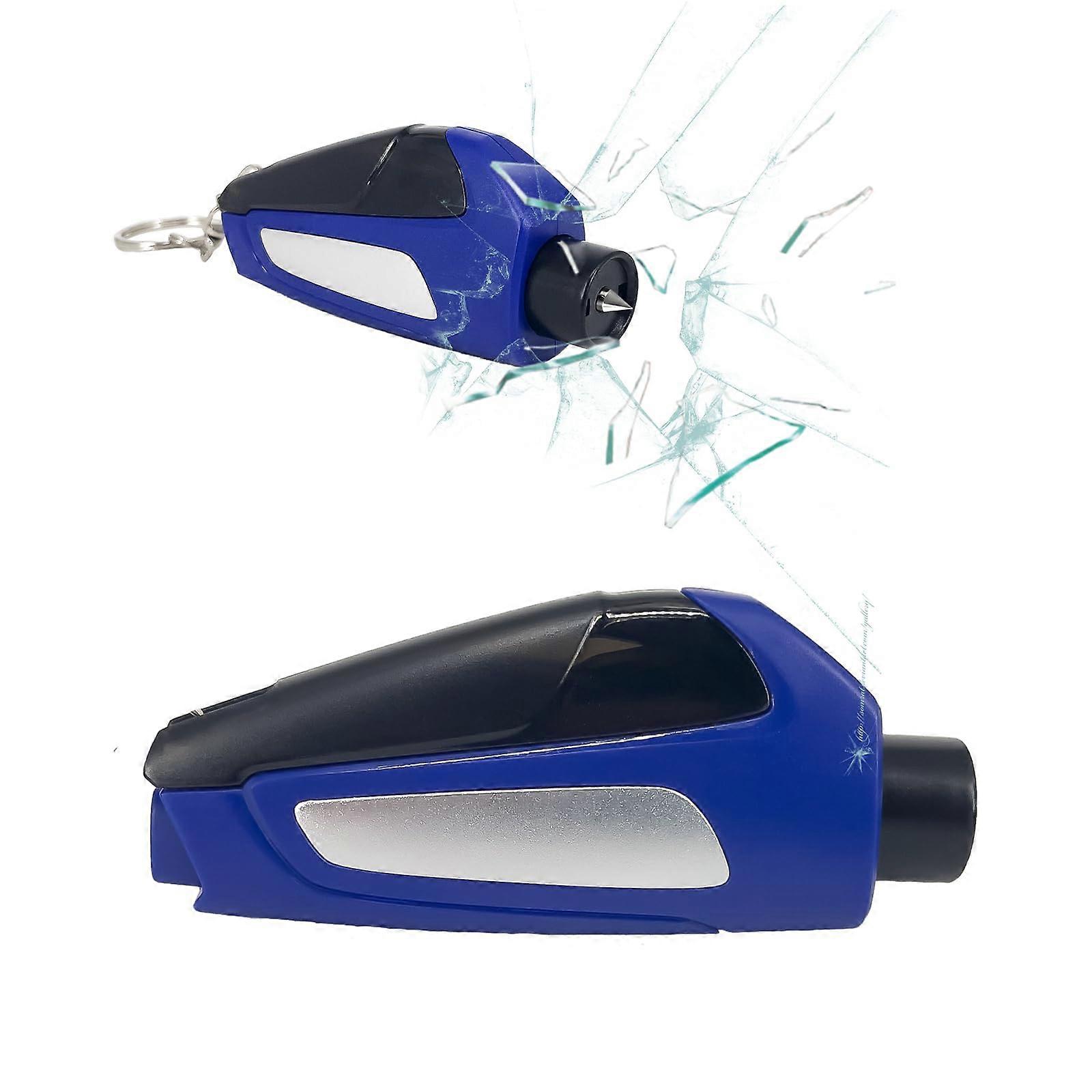 2Pcs Car Emergency Escape Tool with Tungsten Window Breaker and Seatbelt Cutter, Blue Keychain