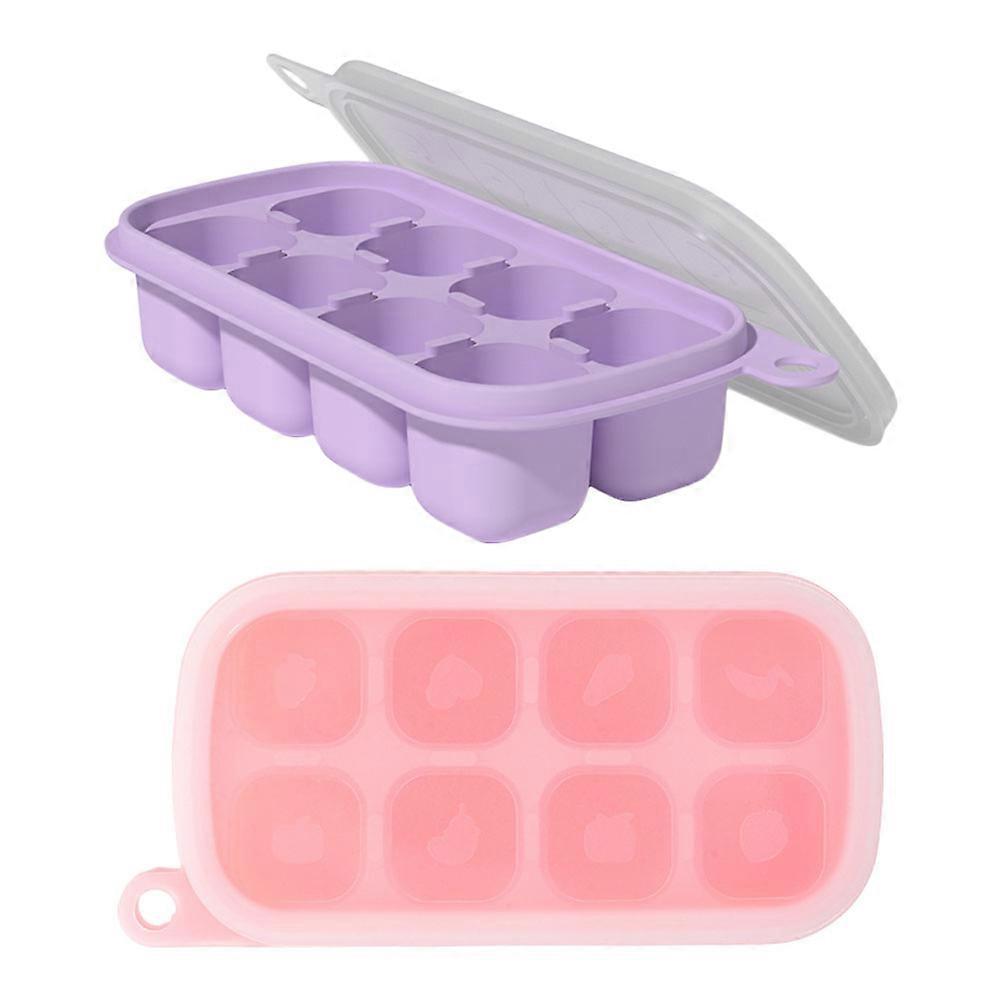 Flexible Silicone Ice Cube Tray for Cocktails 2Pcs with Removable Lid