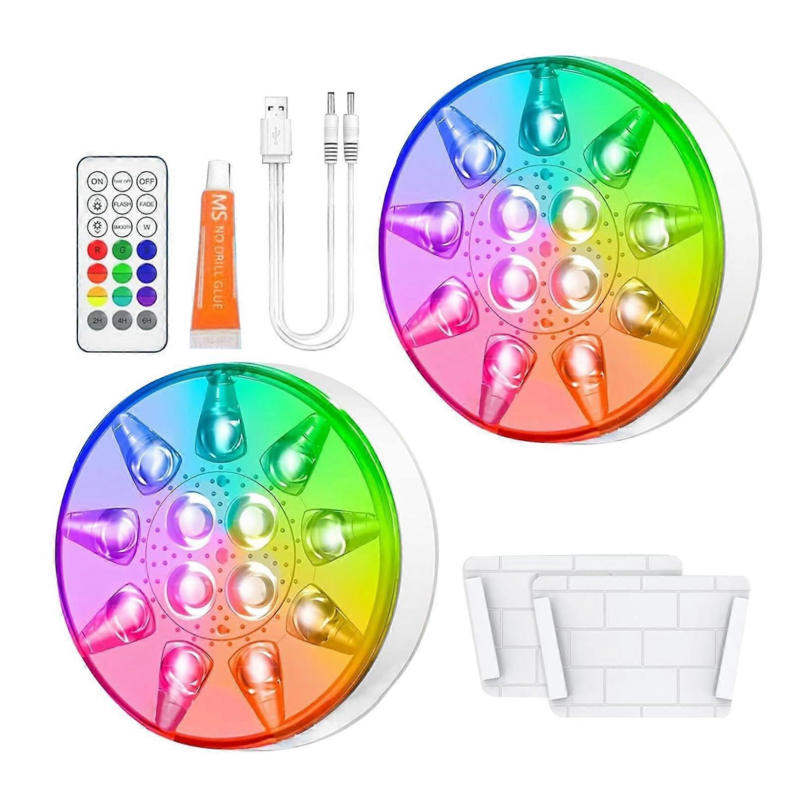 Swimming Pool Lights Remote Control Pool Lights 16 Colors Rechargeable Waterproof LED Bulb Spotlight Lantern 2Pack