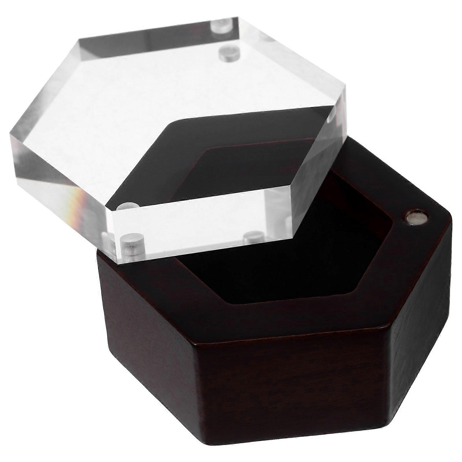 Hexagonal Ring Box Wooden Jewelry Storage Box for Wedding Use