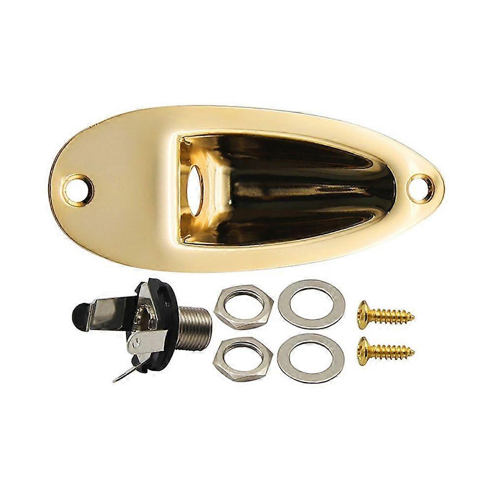 Reservdelar Jack Socket Gitarr Jack Plate 6.35mm 1/4" Elgitarr Pickup Jack Båtformad Gitarringångsjack