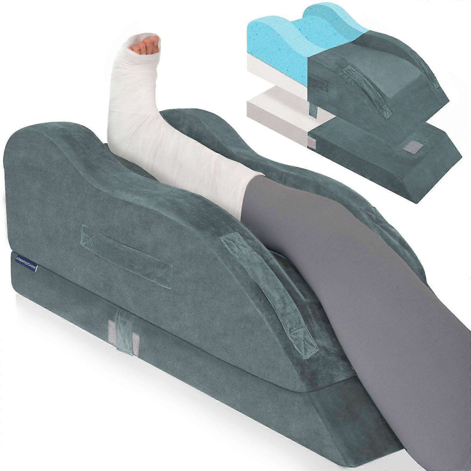 Leg Elevation Pillow with Adjustable Height, Cooling Gel Memory Foam, Ergonomic Support for Post Surgery Recovery
