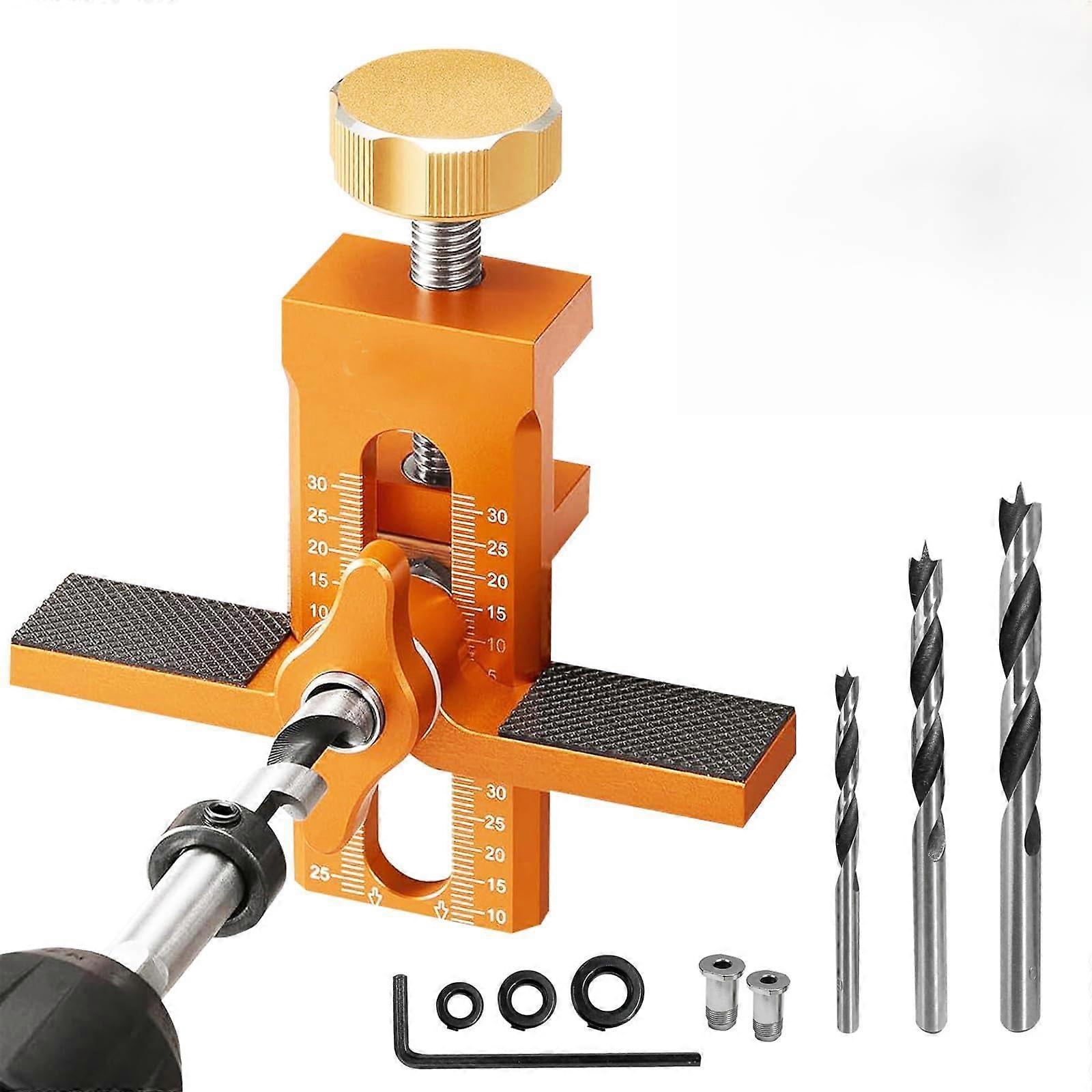 Adjustable Cabinet Door Installation Clamp with Drill Bits, Aluminum Positioning Tool for Fast Alignment