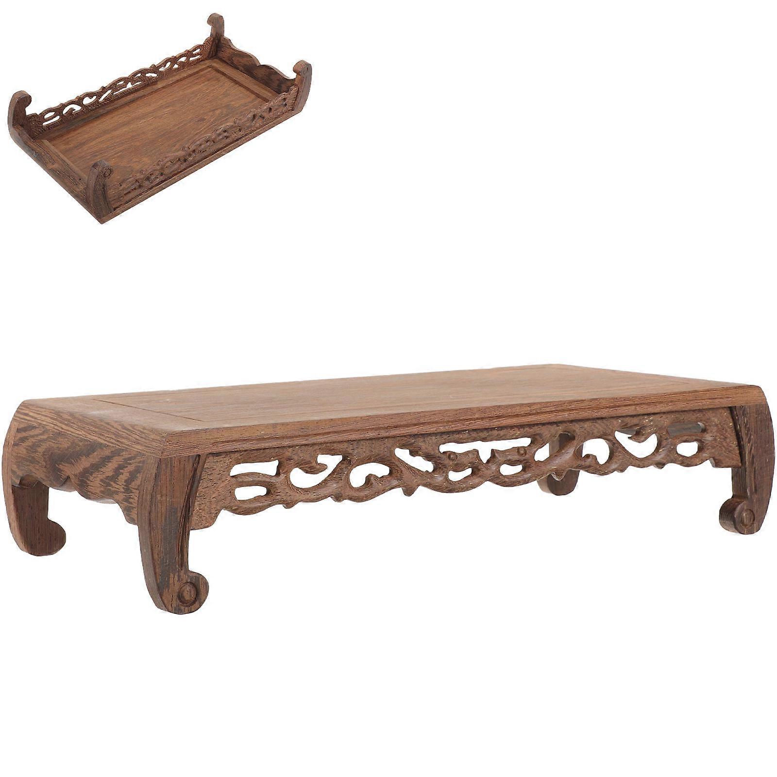 Coffee Wood Base Vase Stand for Display 4Pcs Statue Craft Display Set