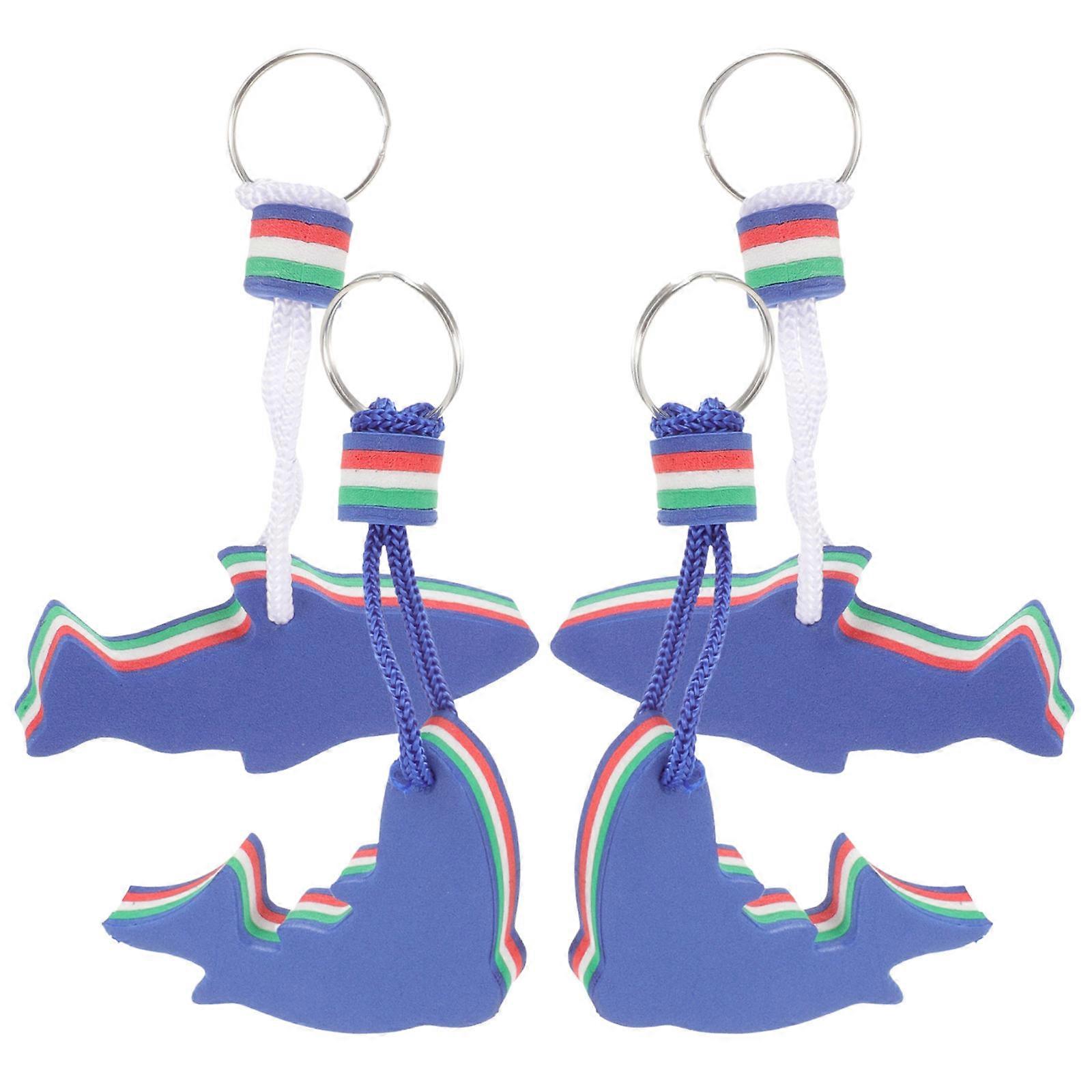 Blue Floating Keychain Foam Dolphin Shark Designed Key Ring 4Pcs