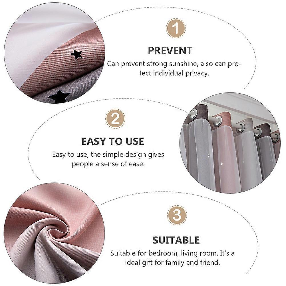 Home Curtain Gradient Color Double-Layer Window Curtains 2Pcs