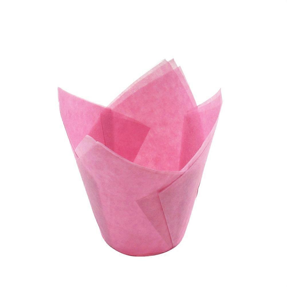 Pink Cupcake Wrappers Tulip Shape for Holding Use 50Pcs Baking Liners