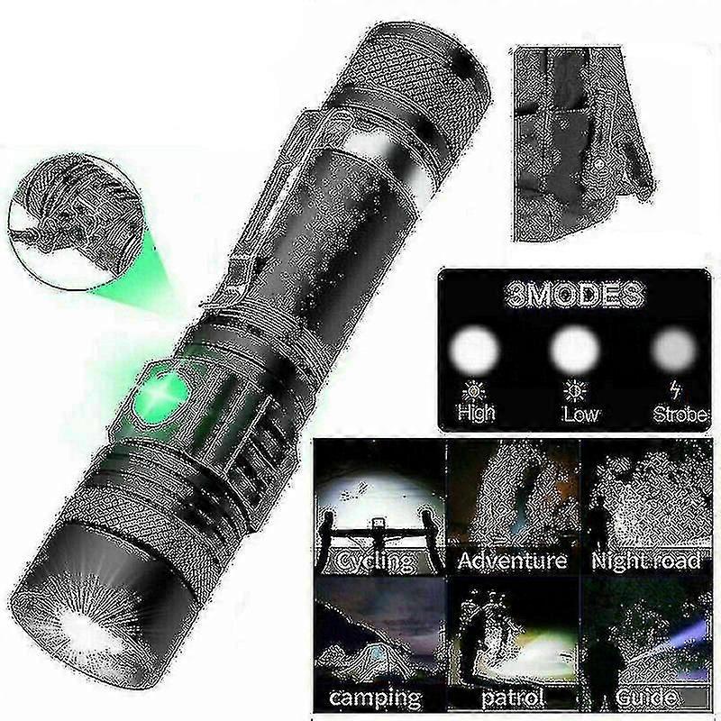 Super Bright 90000lm Led Tactical Flashlight Zoomable With Rechargeable Battery