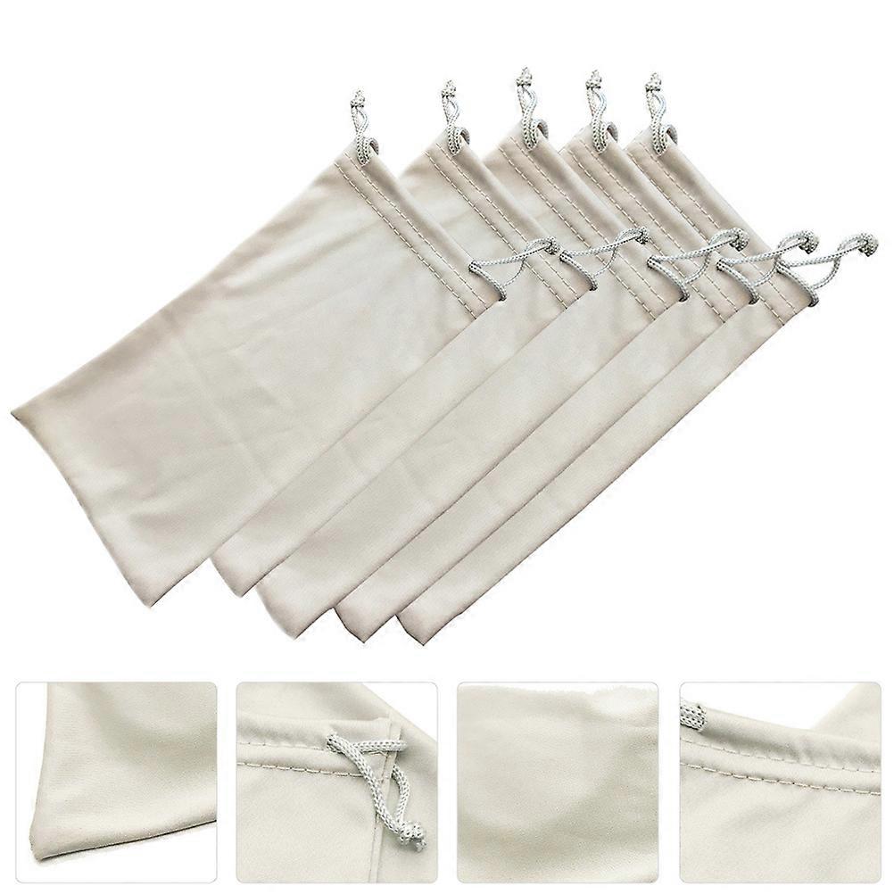 Portable Sunglasses Case White Drawstring Glasses Bags for Storage Use 1Set