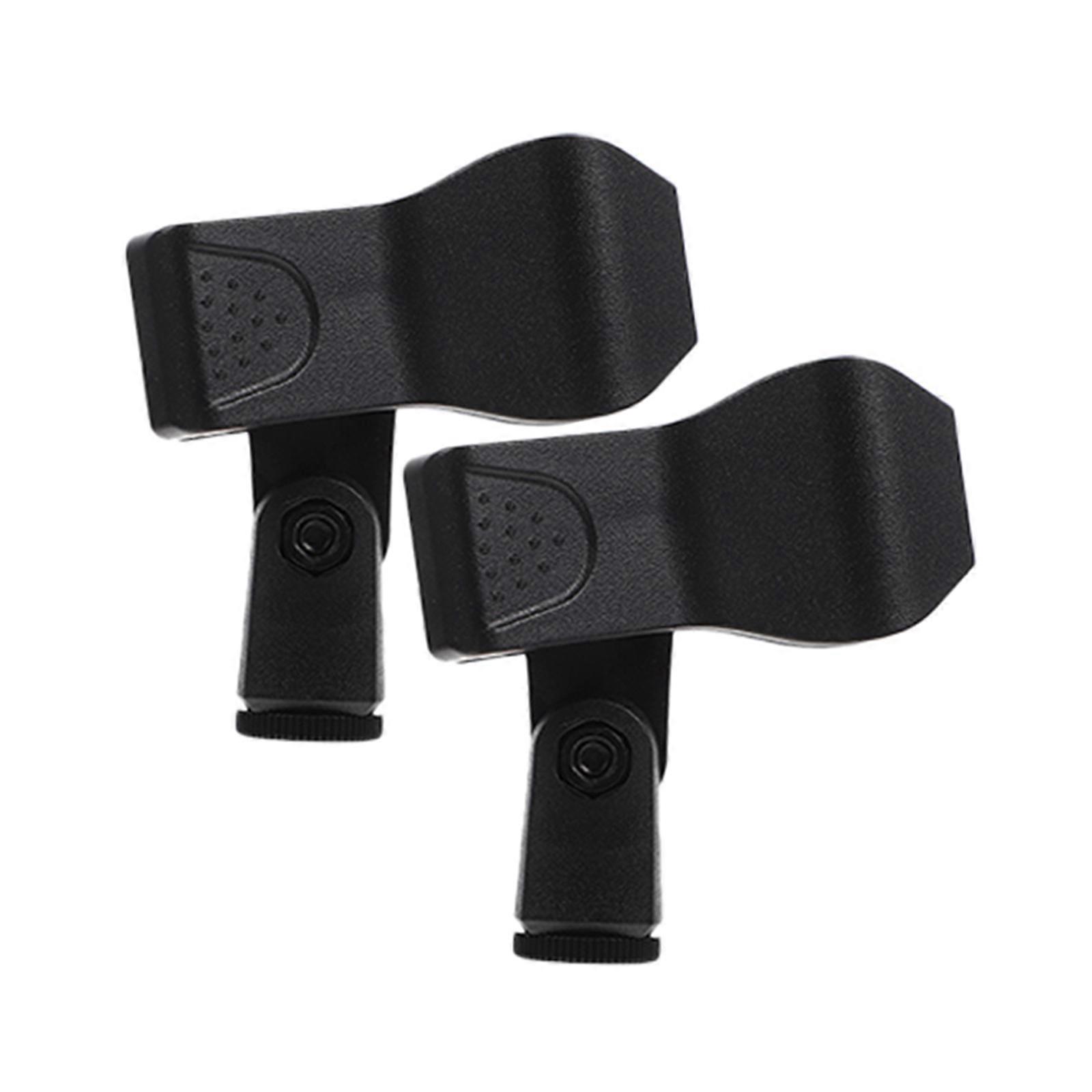Black Plastic Microphone Clamps for Adjustable Use 2Pcs Universal Clips