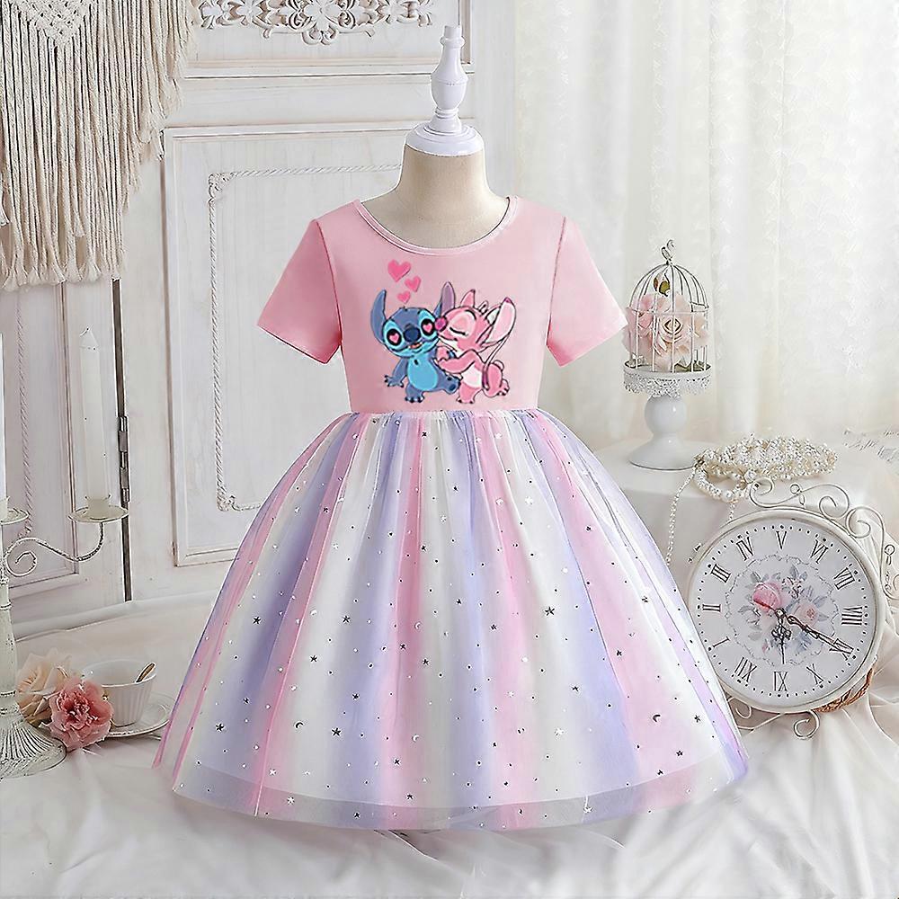 Kids Stitch Princess Dress Disney Summer New Baby Girls Dress Short-sleeved  For Children Clothes Birthday Party Girl Cute Dress | Fruugo UK