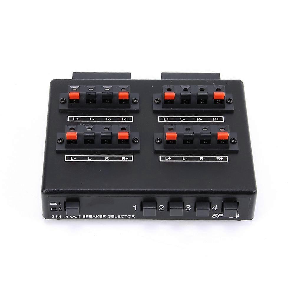 SP-24 Mini 2-IN-4-OUT Stereo Audio Selector Amplifier Switcher Box Speaker Splitter