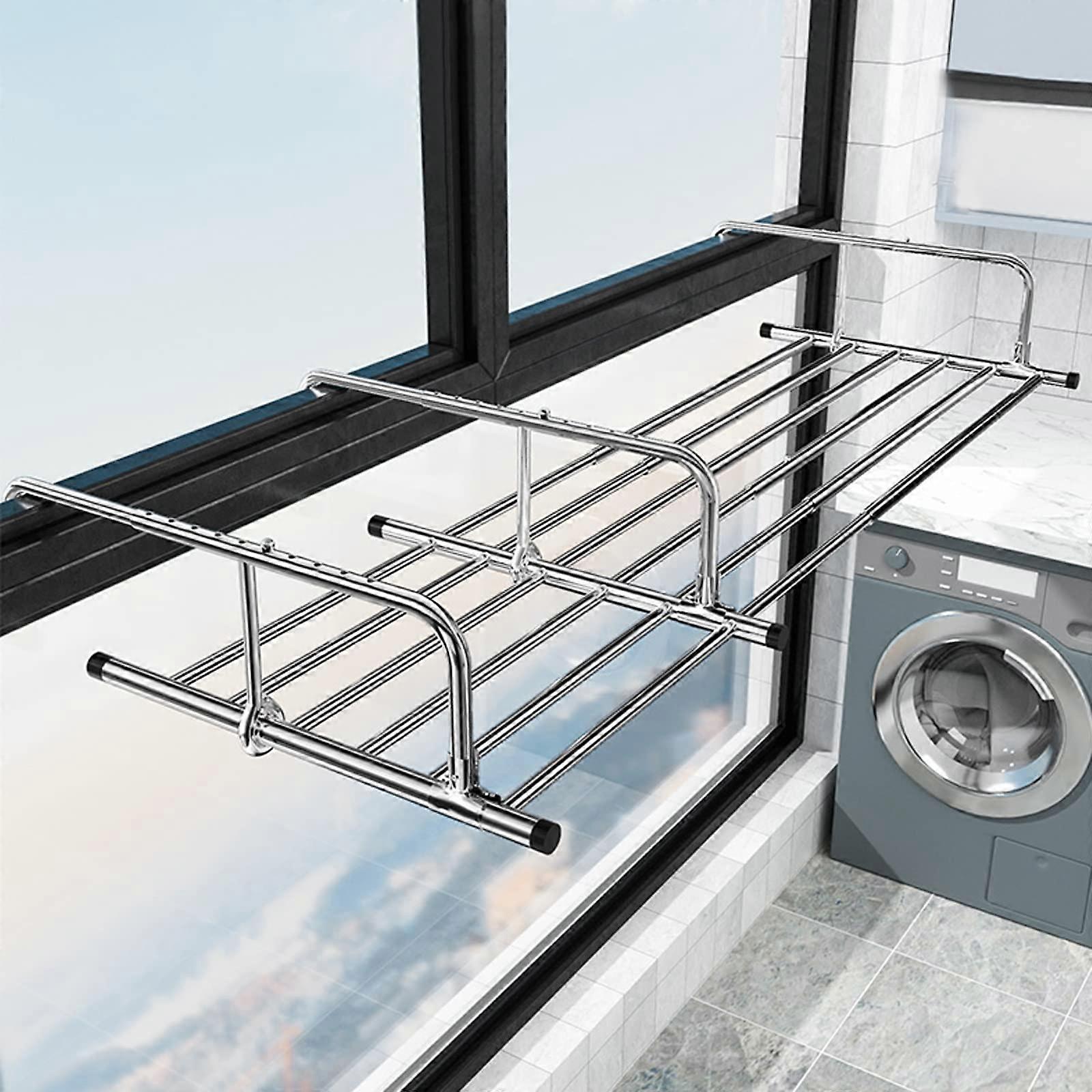 Folding Laundry Drying Rack Stainless Steel Extendable Indoor Balcony Airer MultiPurpose