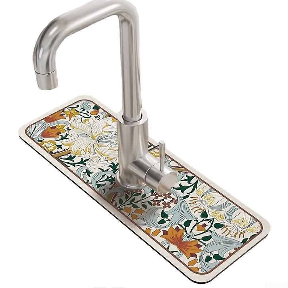 Faucet Splash Guard Kitchen Sink Drying Mat with Fast Water Absorption and NonSlip Backing