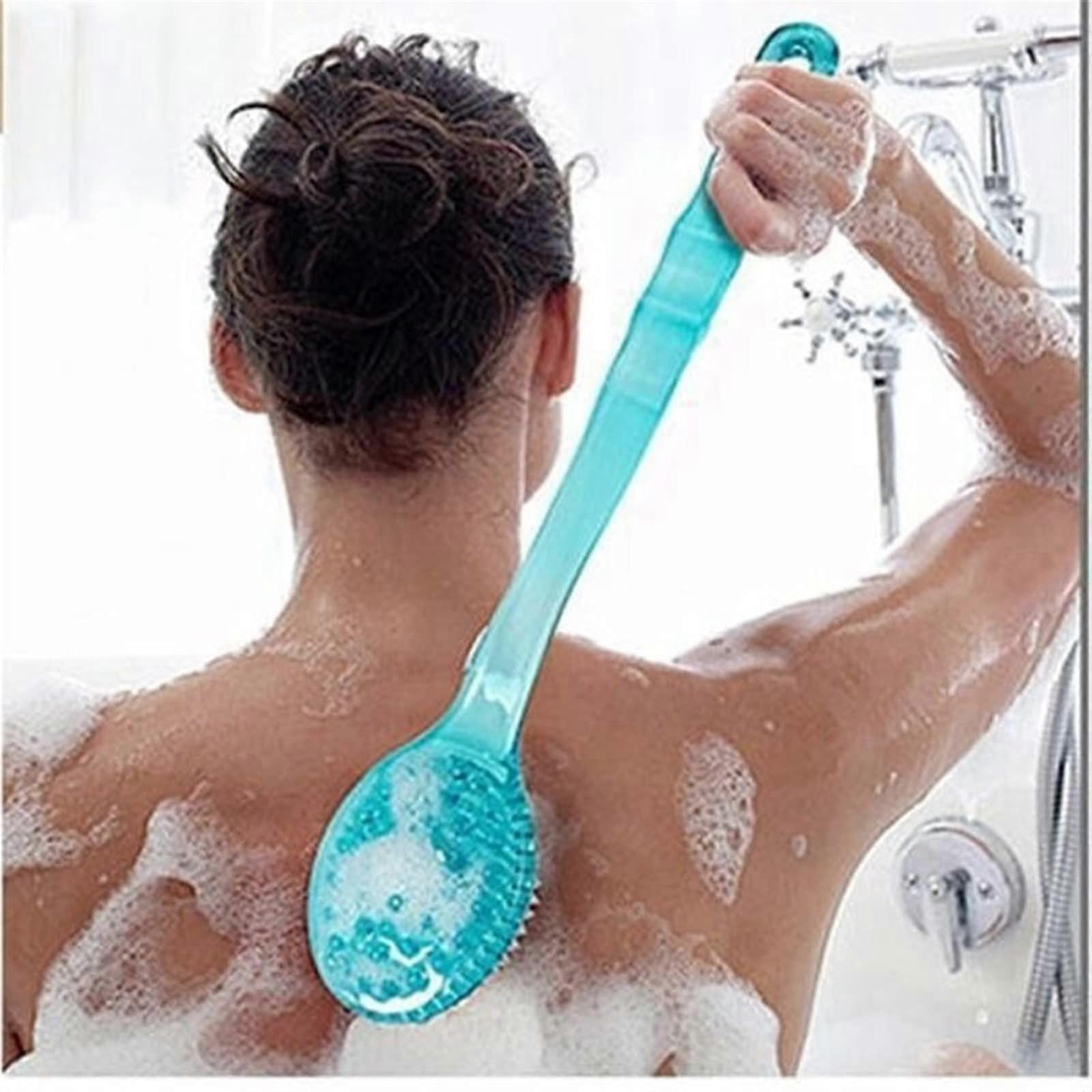 Back Scrubber with Long Handle for Shower, Exfoliating Bath Brush for Gentle Deep Cleansing  Red