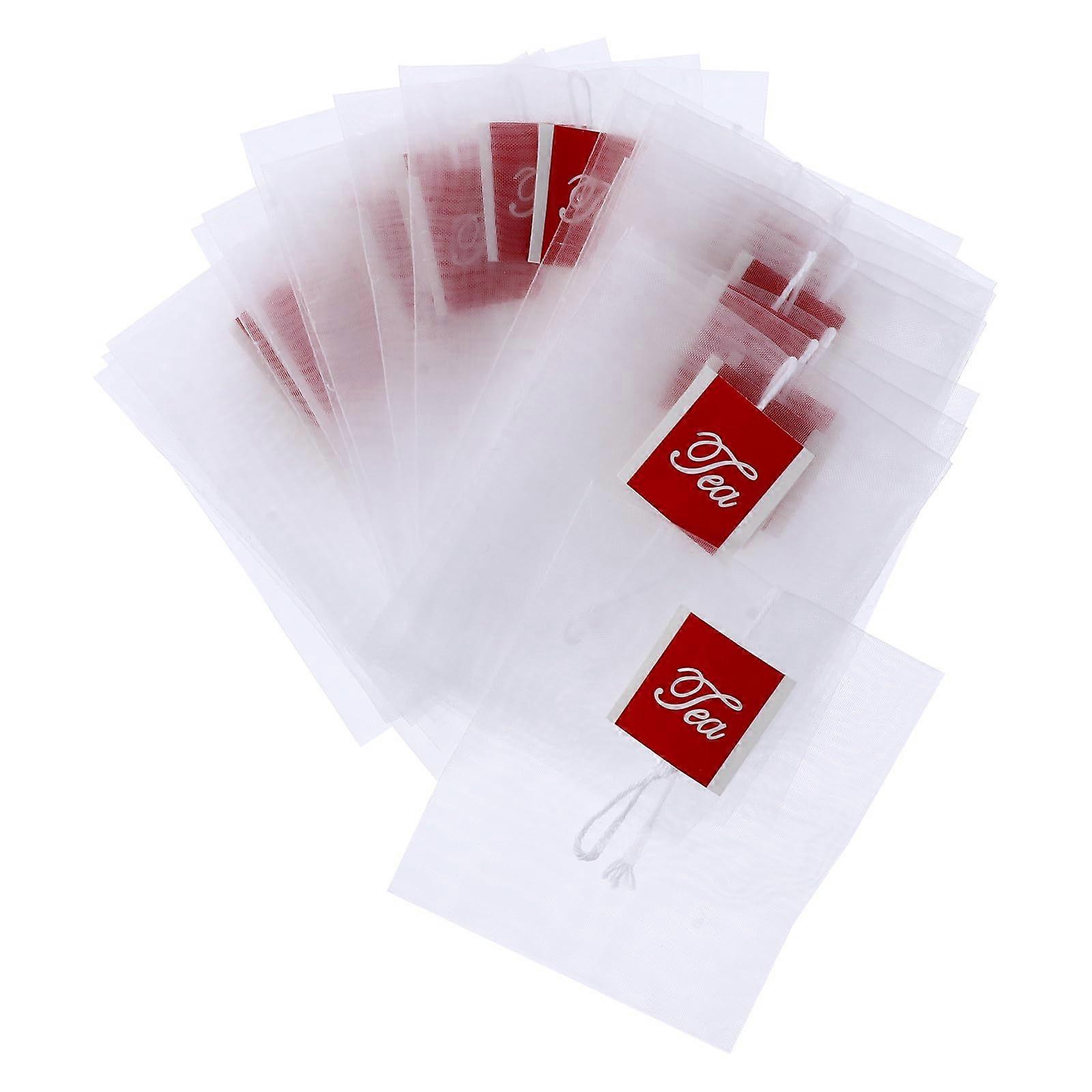 100Pcs Triangle Nylon Tea Filter Bags with Drawstring Seal, Reusable for Loose Leaf and Herbal Brewing