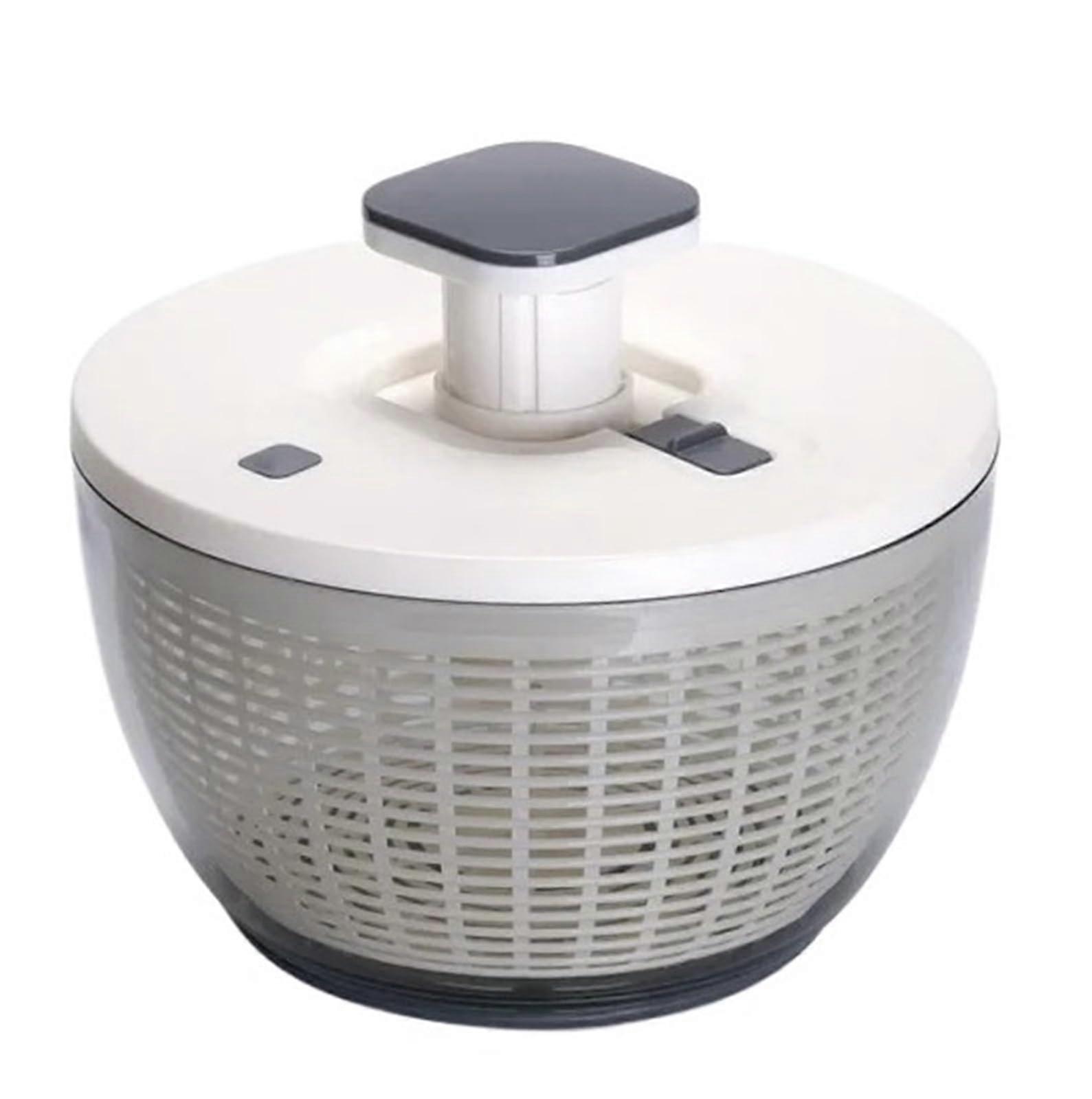 Large Capacity Vegetable Spin Dryer with Rotating Press, Salad Spinner for Quick Water Drain, 6L