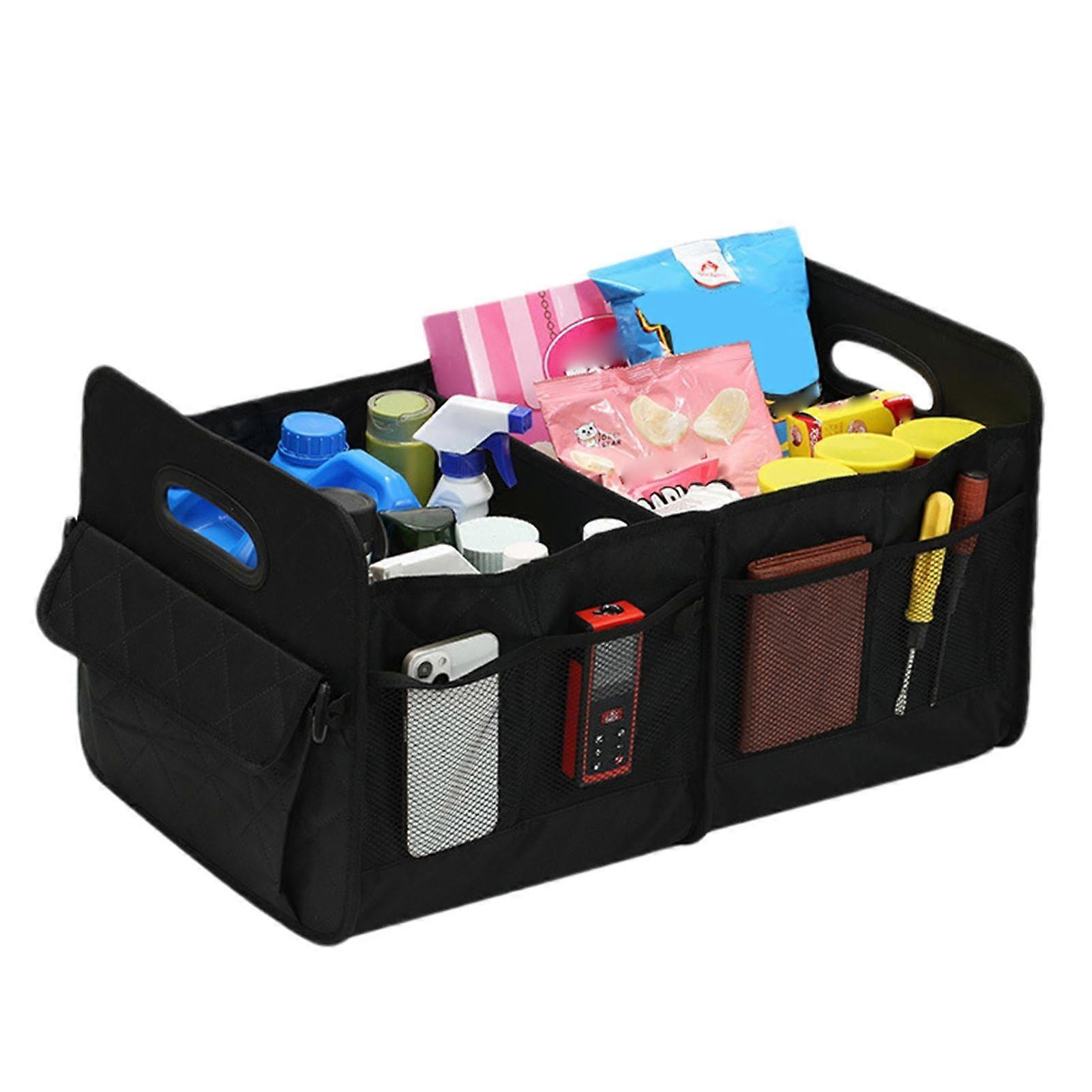 Large Capacity Waterproof Foldable Car Trunk Organizer with Multiple Compartments for Auto Storage