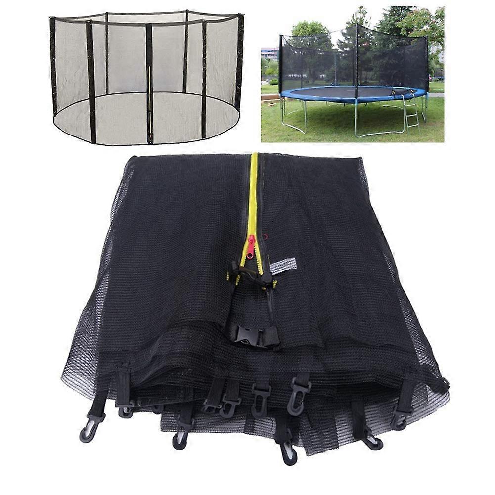 14ft Trampoline Safety Net Replacement for 8 Poles Outdoor Round Frame with Double Lock Entry
