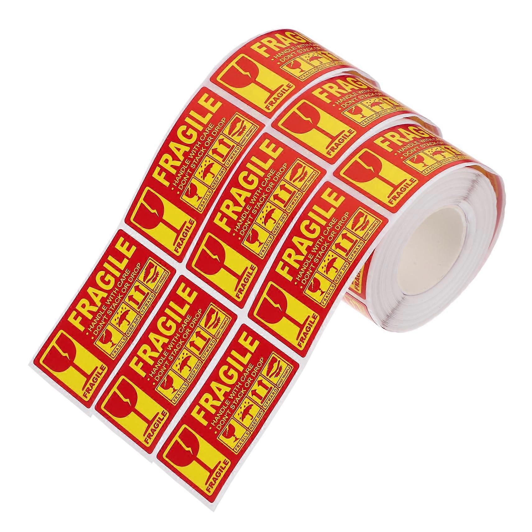 Fragile Stickers for  Boxes, Removable Bright Warning Labels, 3 Rolls Packing Bulk