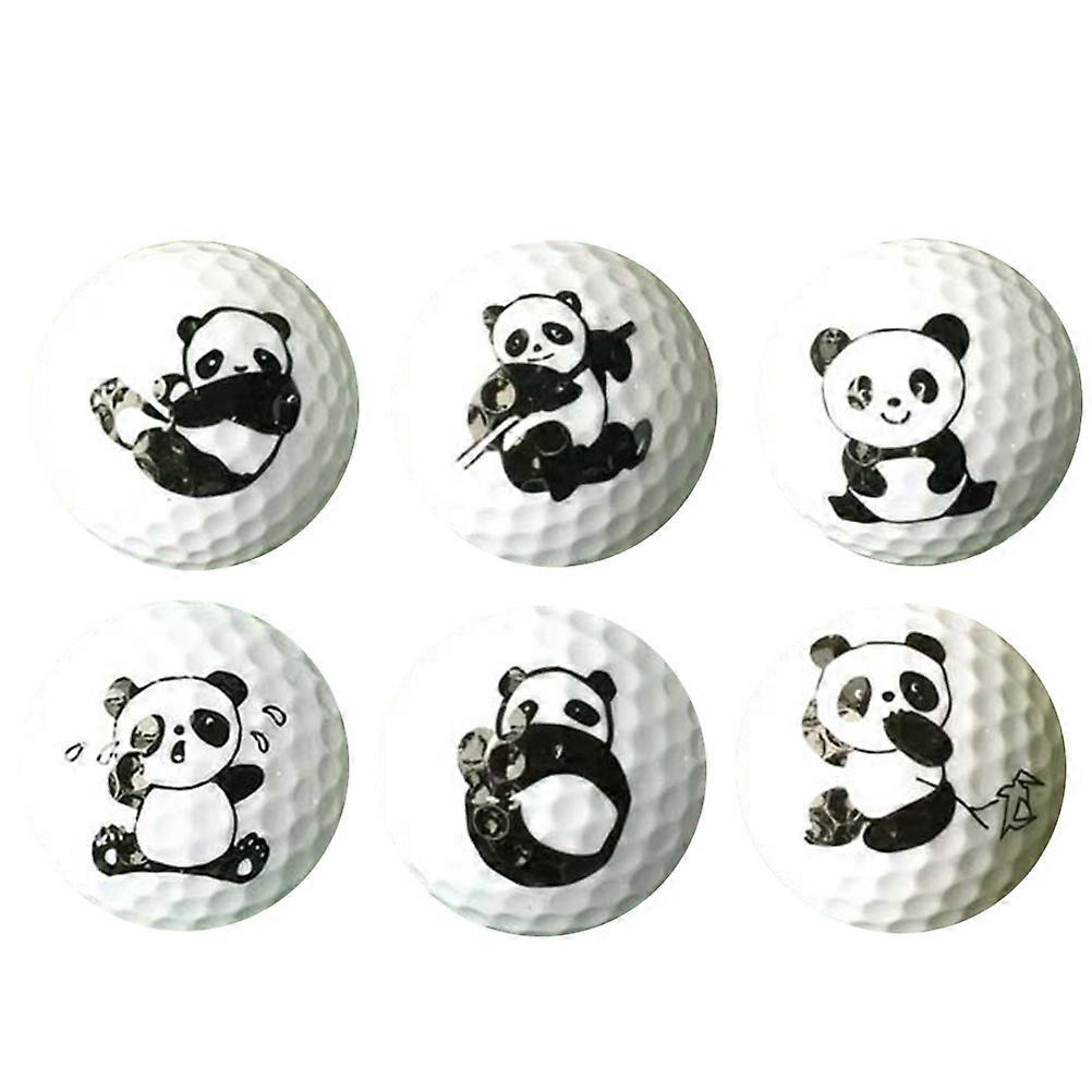 Golf Practice 6Pcs Training Ball Cartoon Panda Pattern for Outdoor Use